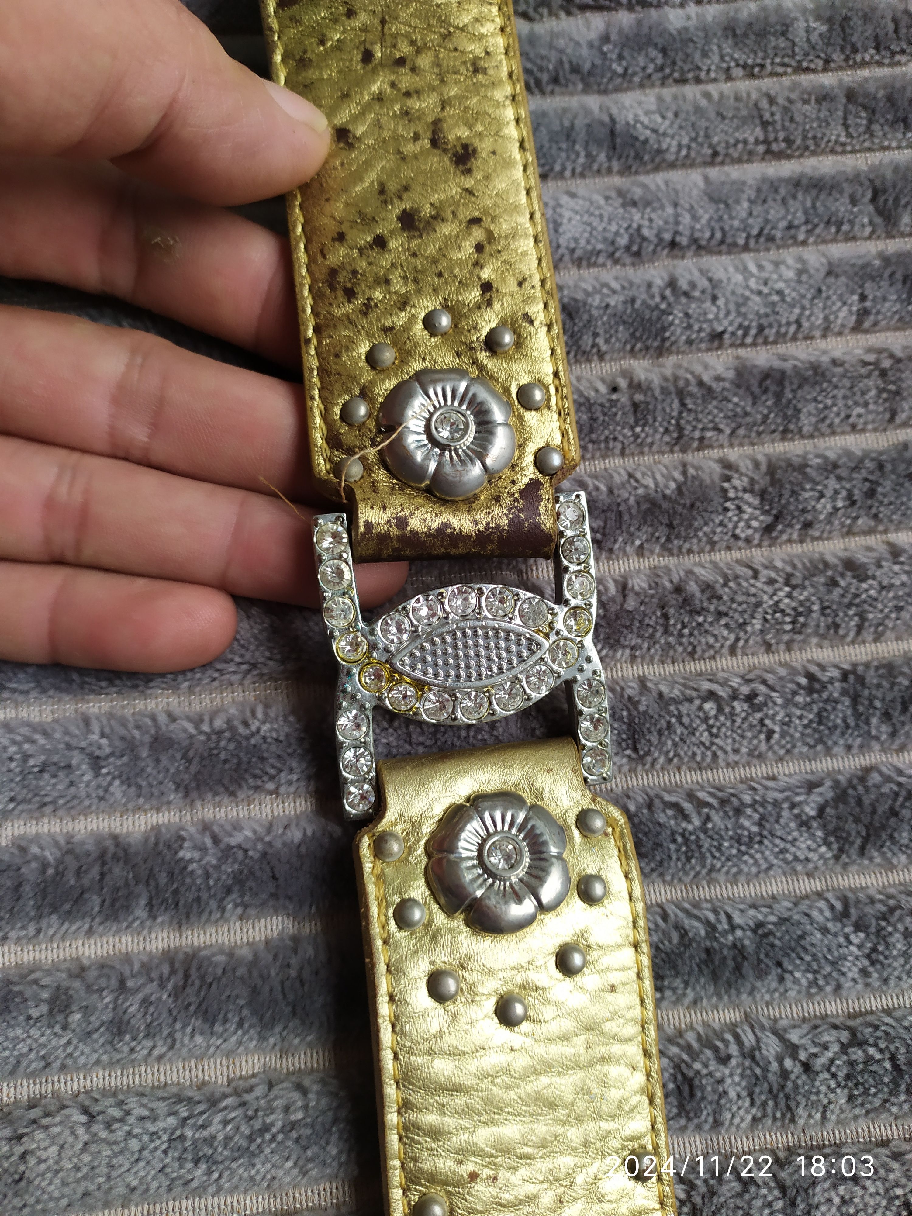 If Six Was Nine × Japanese Brand × Le Grande Bleu (L.G.B.) Japanese crystal Gold belt Size ONE SIZE - 3 Thumbnail