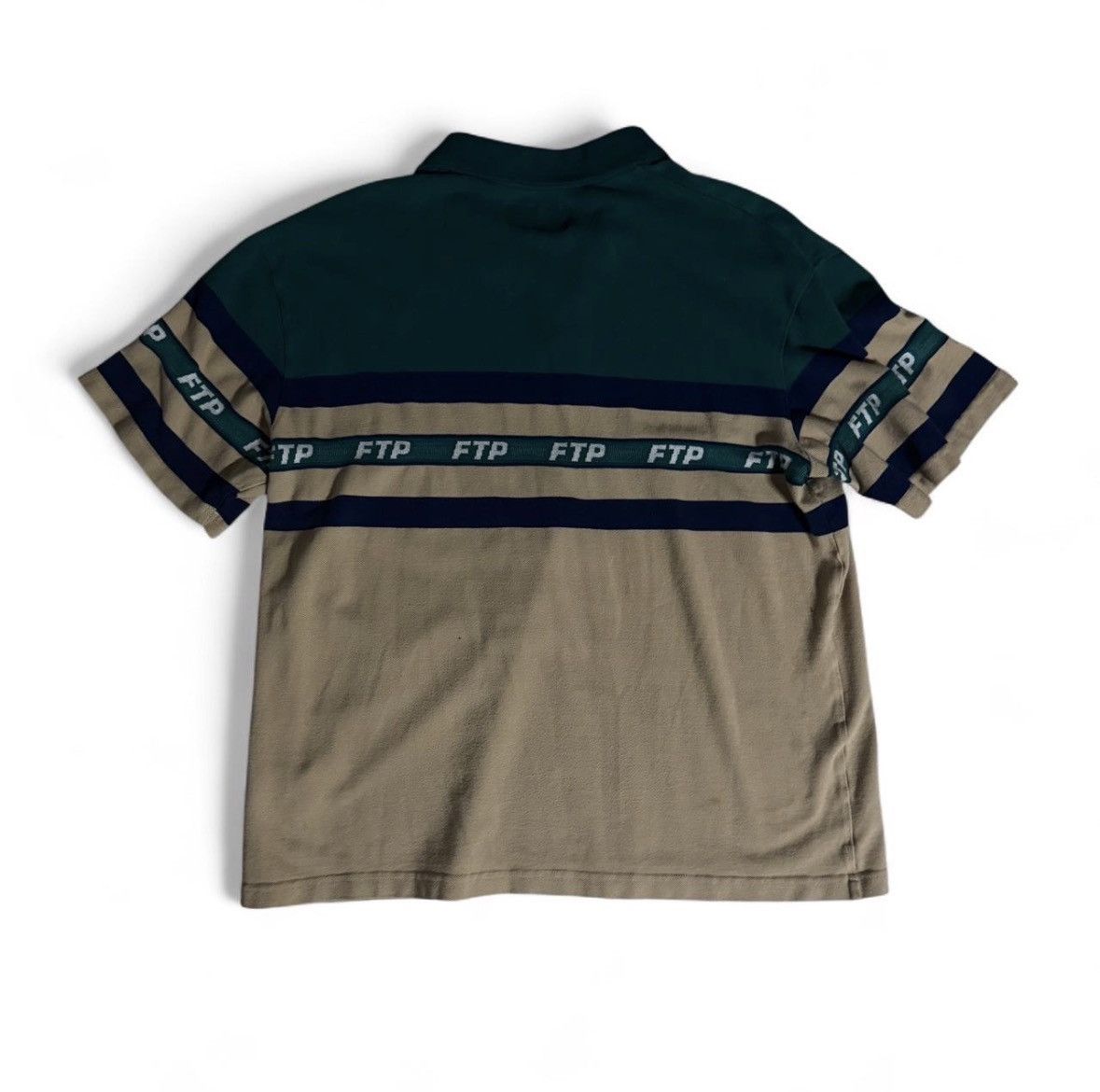 Fuck The Population FTP Green and Beige Striped Polo Size US L / EU 52-54 / 3 - 2 Thumbnail