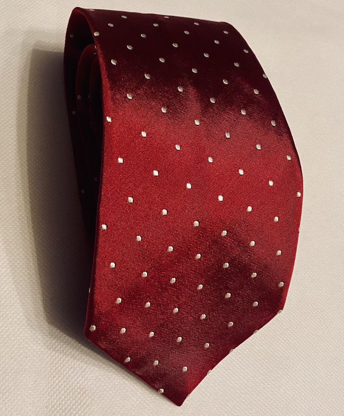 Paul Smith PAUL SMITH 🇮🇹 Red Micro Polka Dot Classic Pin Up Girl Silk Size ONE SIZE - 6 Thumbnail