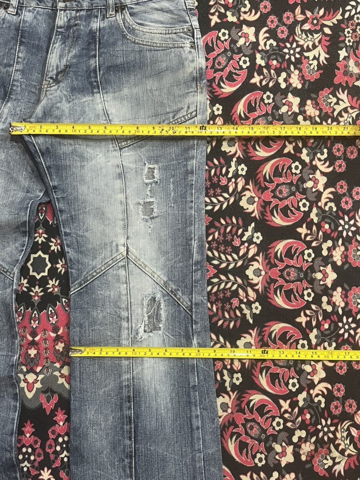 semanticdesign Semantic Design Light Blue Panel Distressed Flare Jeans Size US 32 / EU 48 - 13 Thumbnail
