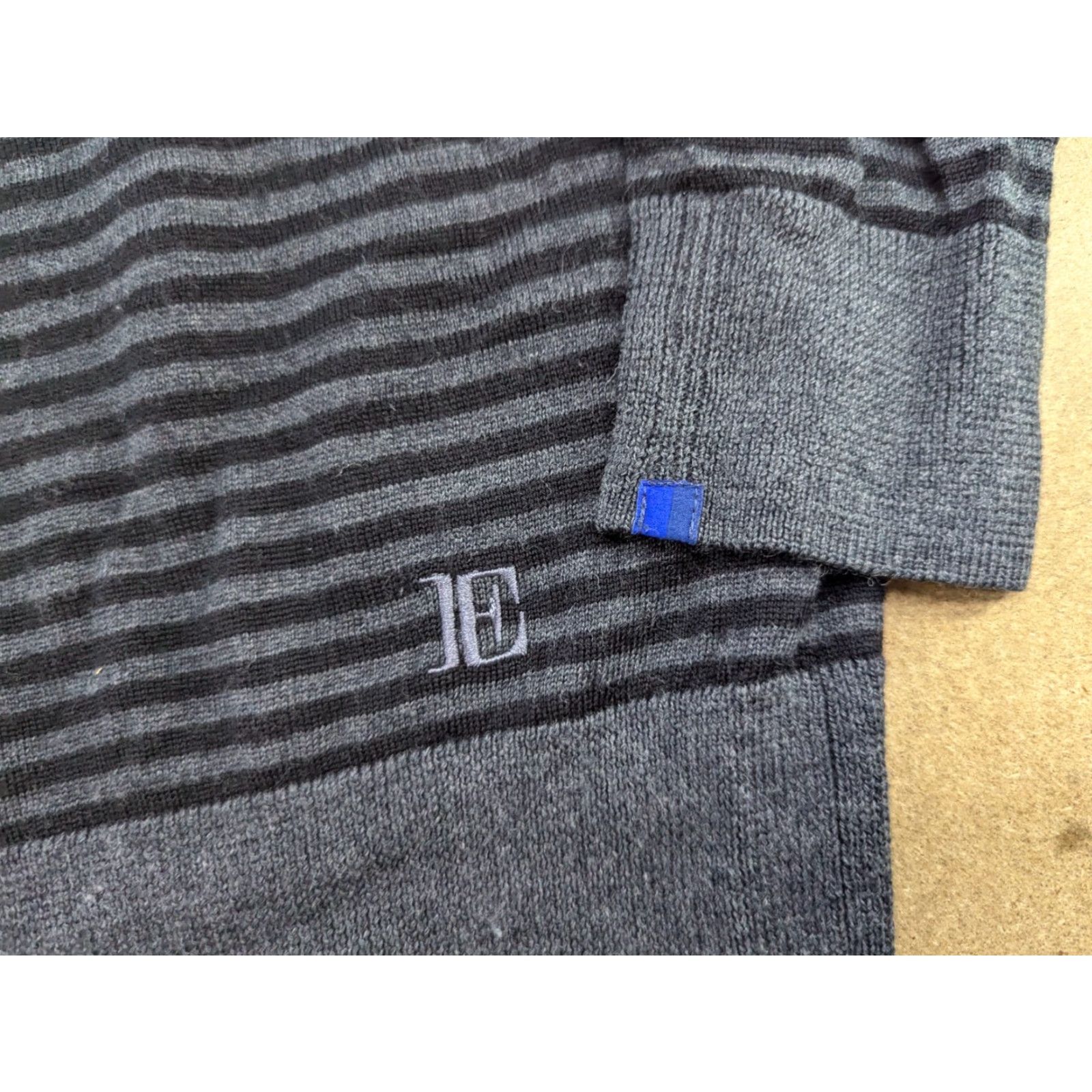 Superdry Superdry Idris Elba 100% Wool Mens XL Long Sleeves Gray Knit Jumper Striped Pullover, Shirt? Size US XL / EU 56 / 4 - 7 Thumbnail
