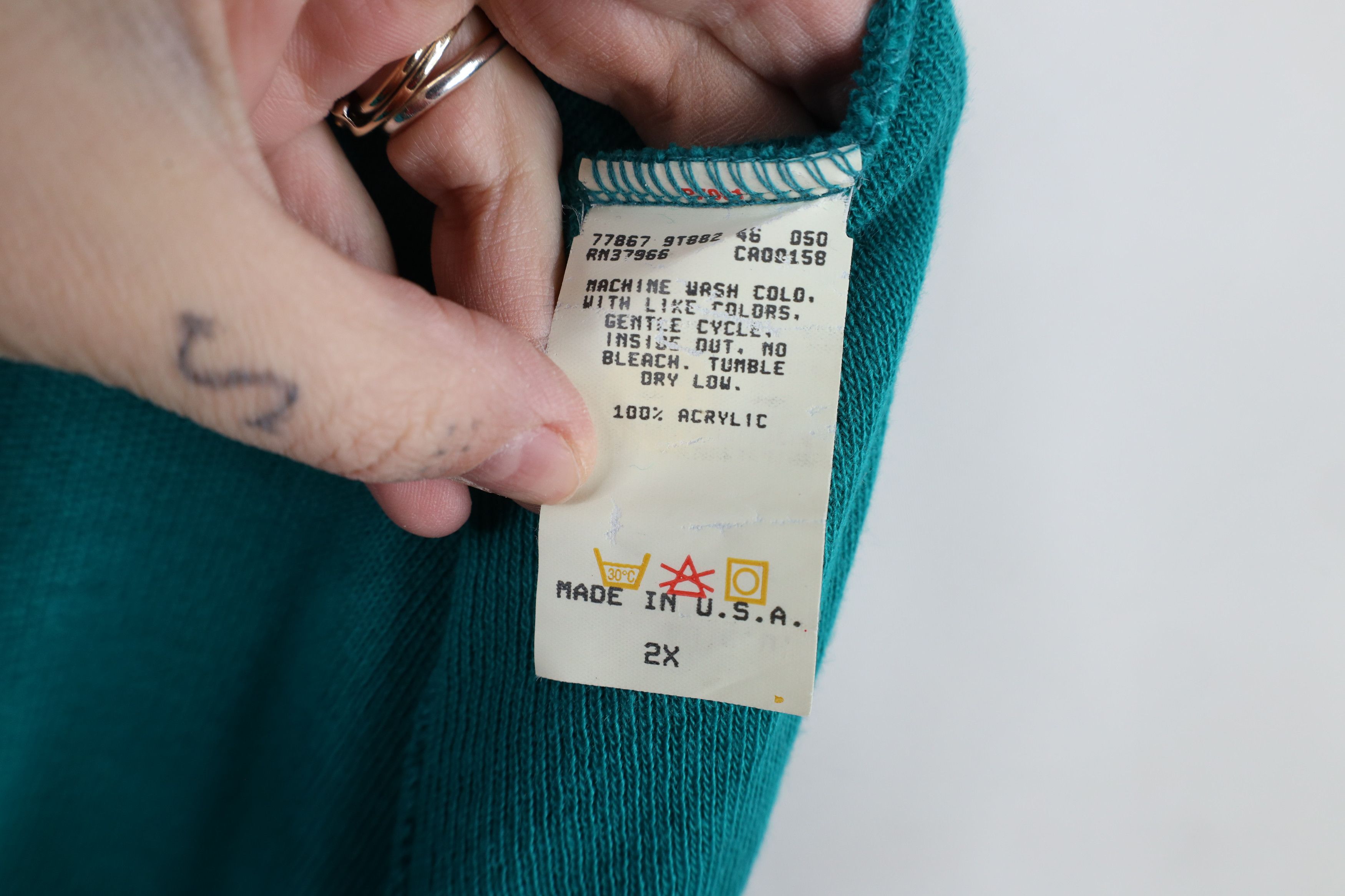 Vintage Vintage 90s Streetwear Knit V-Neck Sweater Vest Teal USA Size US XXL / EU 58 / 5 - 8 Thumbnail