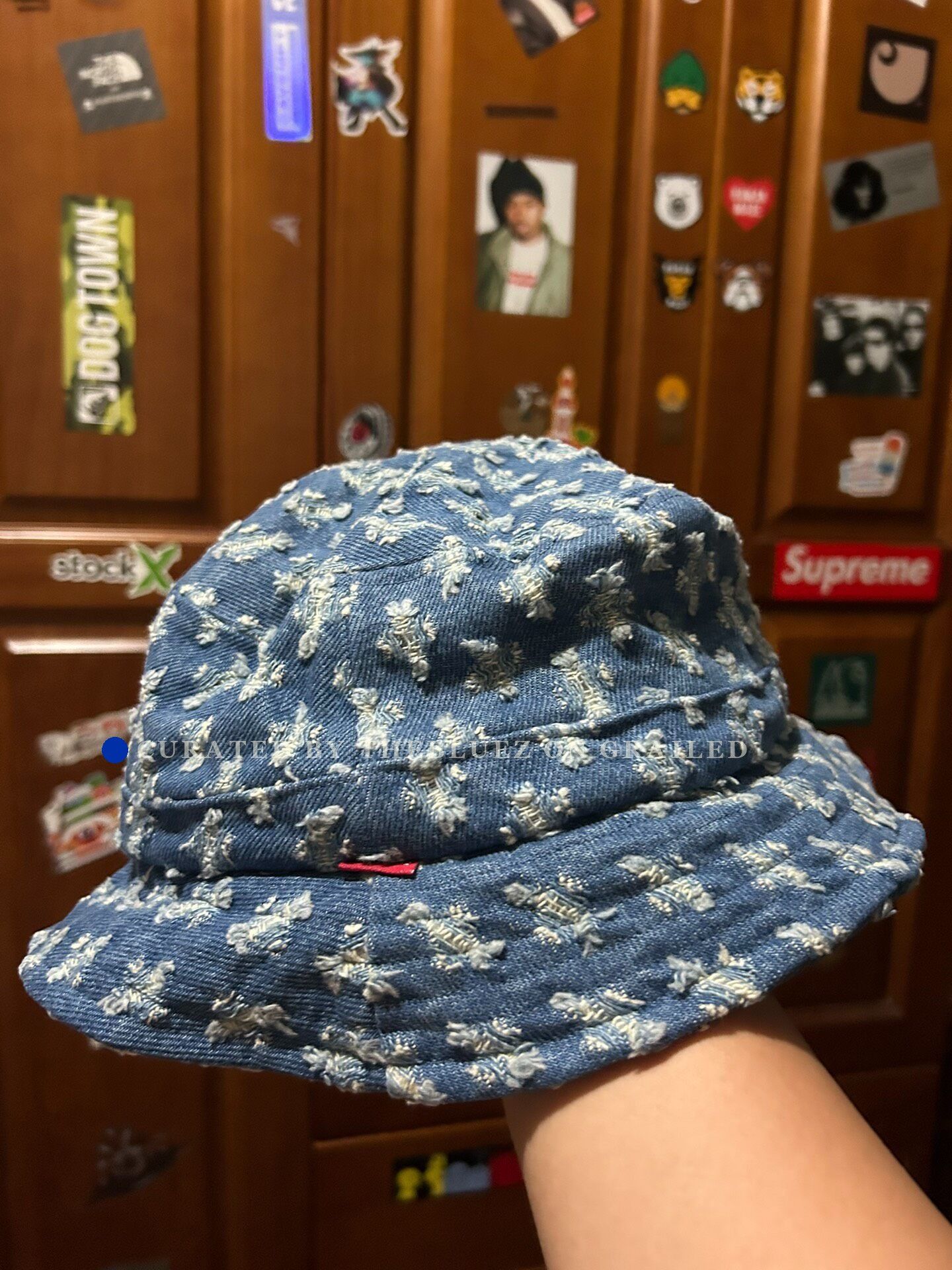 Supreme Supreme Needle Punch Denim Logo Crusher Bucket Hat | Grailed