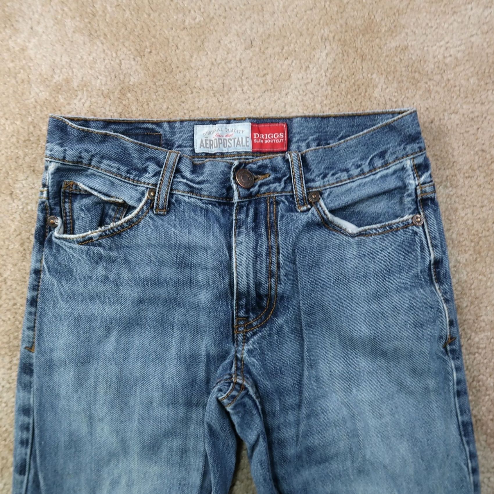 Vintage Aeropostale Jeans men’s 28x30 Blue Denim Bootcut Distressed 5-Pocket Regular Rise Mid Size US 28 / EU 44 - 4 Thumbnail