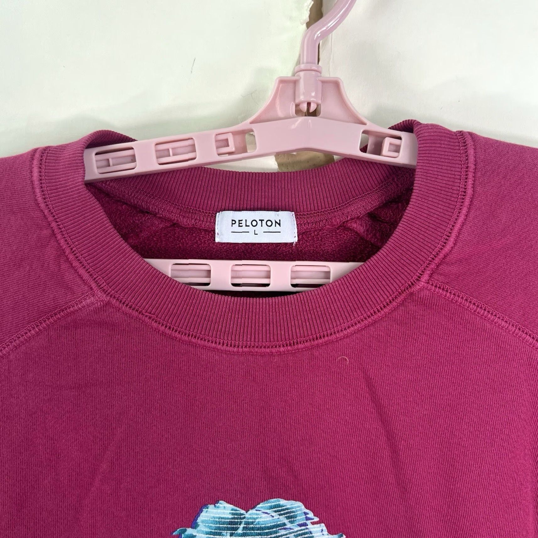 Pinko VINTAGE? No — Peloton Long Sleeve Sweatshirt Women L Pink Logo Crew Neck Knit Cotton Raglan Oversized Activewear Fall Winter 3-Sport Size L / US 10 / IT 46 - 3 Thumbnail