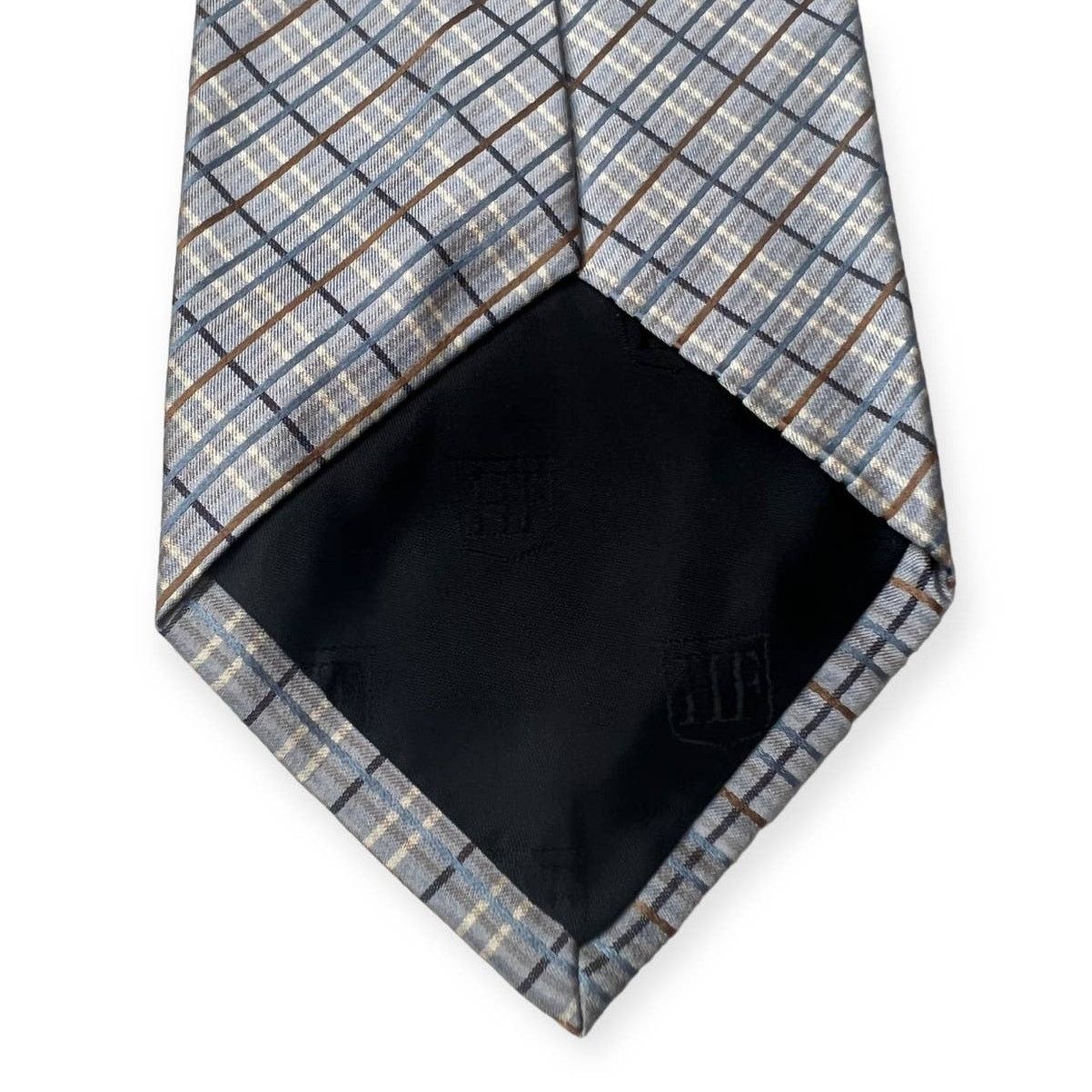 Hickey Freeman Hickey Freeman Collection Slate Blue Brown Plaid Silk Tie Size ONE SIZE - 5 Thumbnail