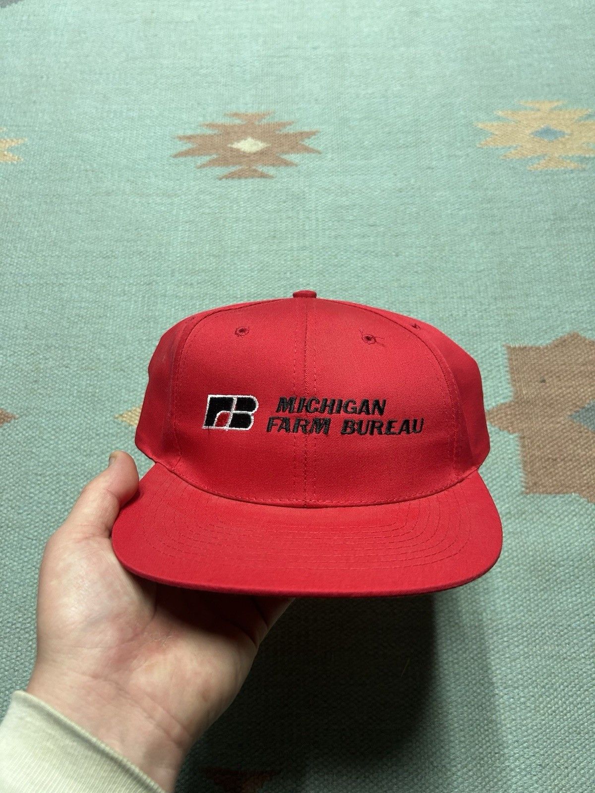 Vintage Vintage SnapBack hat Michigan farm bureau red embroidered Size ONE SIZE - 2 Thumbnail