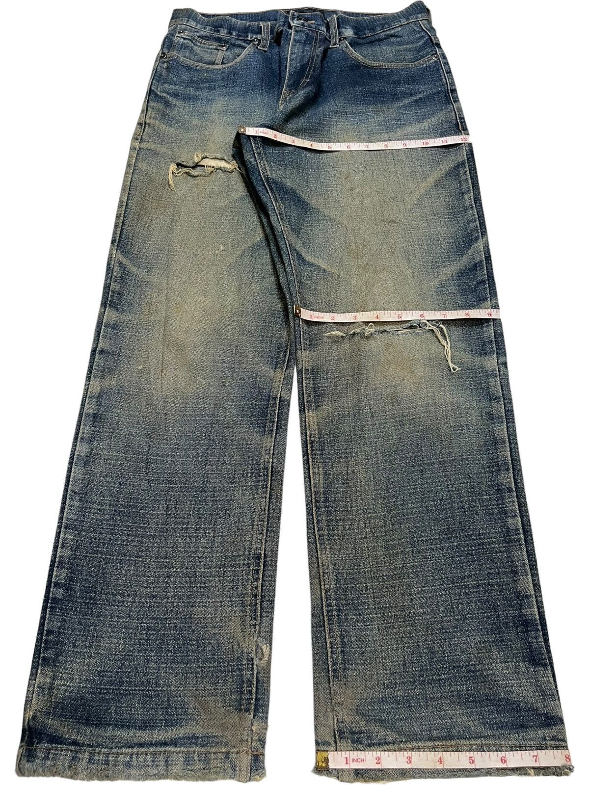 Japanese Brand Vintage Japanese Brand Sick Mud Wash Distressed Loose Jeans Size US 31 - 13 Thumbnail