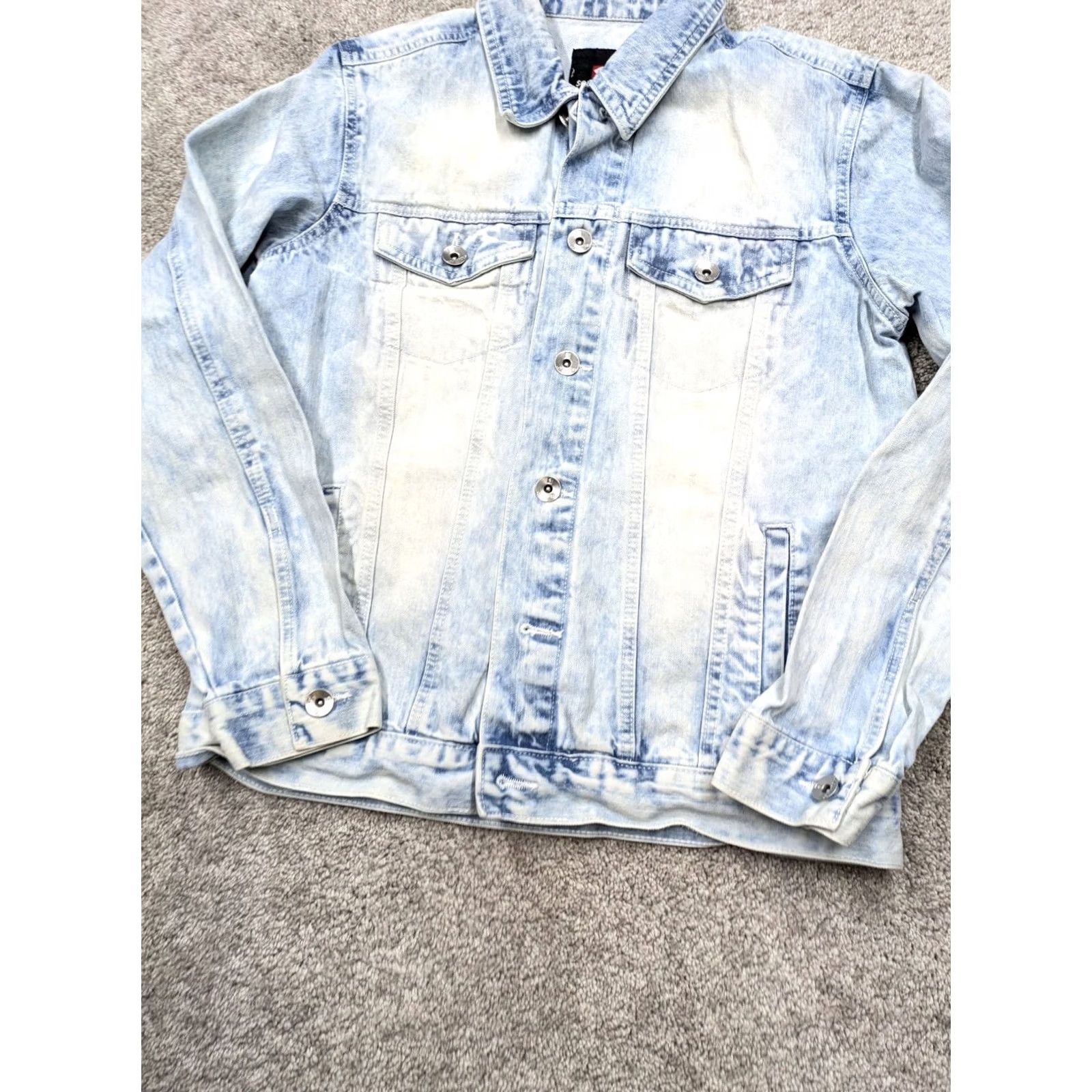 Southpole VINTAGE South Pole Jacket Mens Medium Blue Denim Trucker Button 90s Y2K Size US 31 - 2 Thumbnail