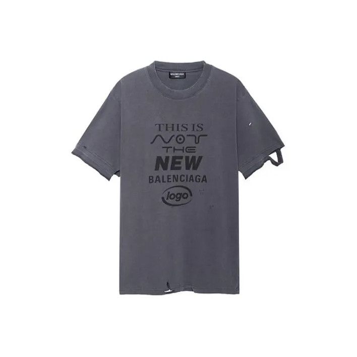 Balenciaga Balenciaga Black Distressed Print Cotton T-Shirt Size US S / EU 44-46 / 1 - 1 Thumbnail