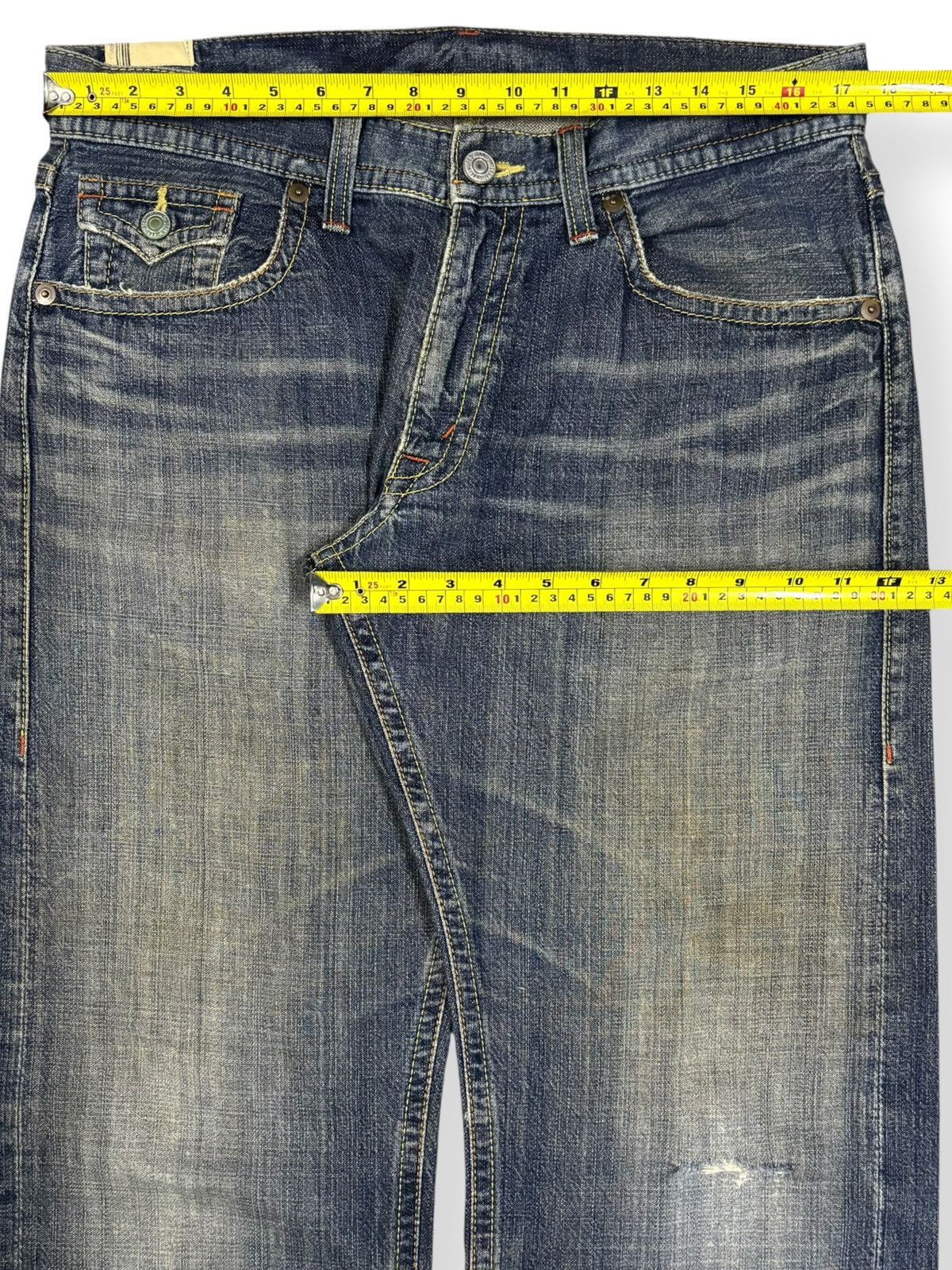 Japanese Brand Vintage Y2K GL Heart Mud Wash Faded Baggy Ripped Jeans Size US 34 / EU 50 - 13 Thumbnail