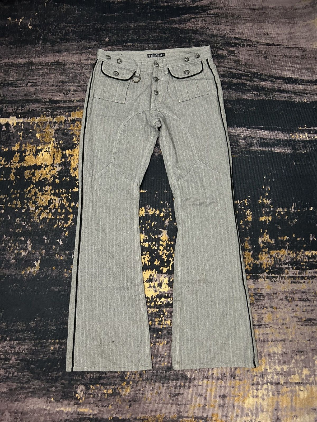 Tornado Mart Japanese Brand Blutenblatt Cross Button Flare Pants Size US 32 / EU 48 - 1 Thumbnail