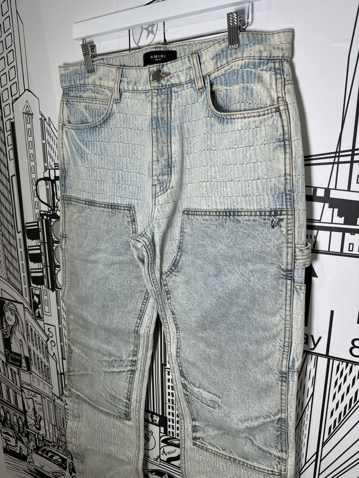 Amiri Amiri Jacquard Logo Carpenter Pants Light Indigo Size 32 Size US 34 / EU 50 - 2 Thumbnail