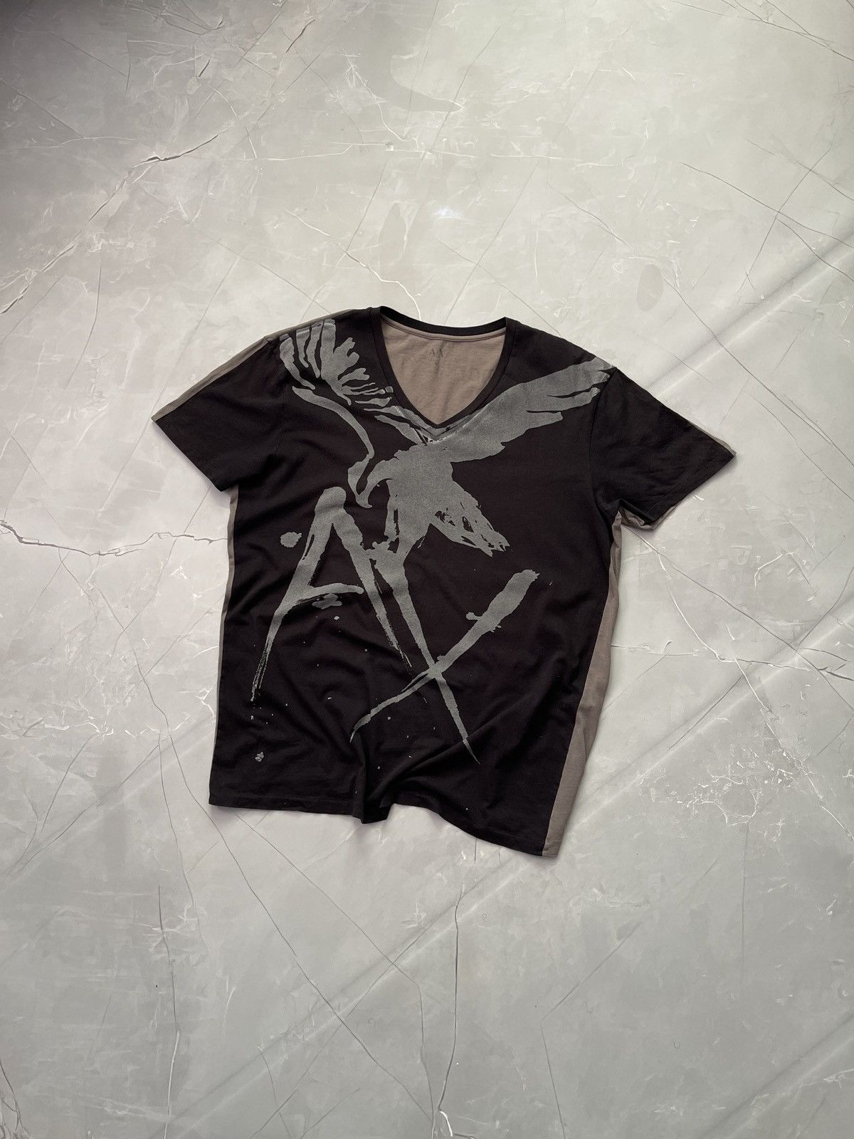 Armani Exchange Armani Exchange Y2K Style Avantgarde V-Neck T-Shirt Size US XL / EU 56 / 4 - 4 Thumbnail
