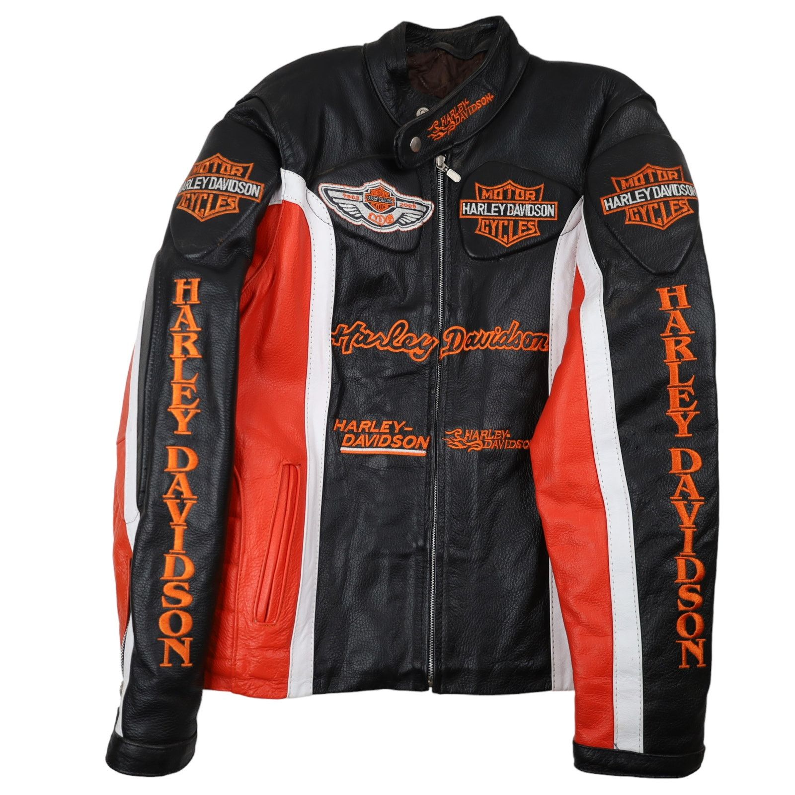 Harley Davidson × Vintage Vintage Harley Davidson Heavily Branded Leather Ridin Jacket Size L / US 10 / IT 46 - 1 Thumbnail