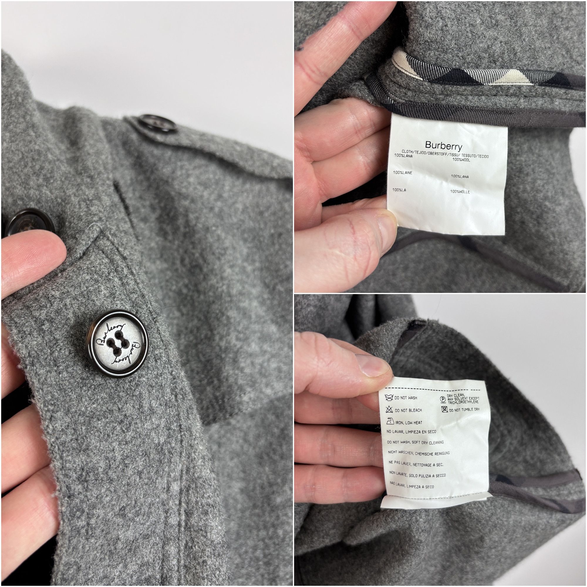 Burberry × Vintage Burberry London Wool Military Style Pea Coat Jacket Size 44 Size M / US 6-8 / IT 42-44 - 8 Thumbnail
