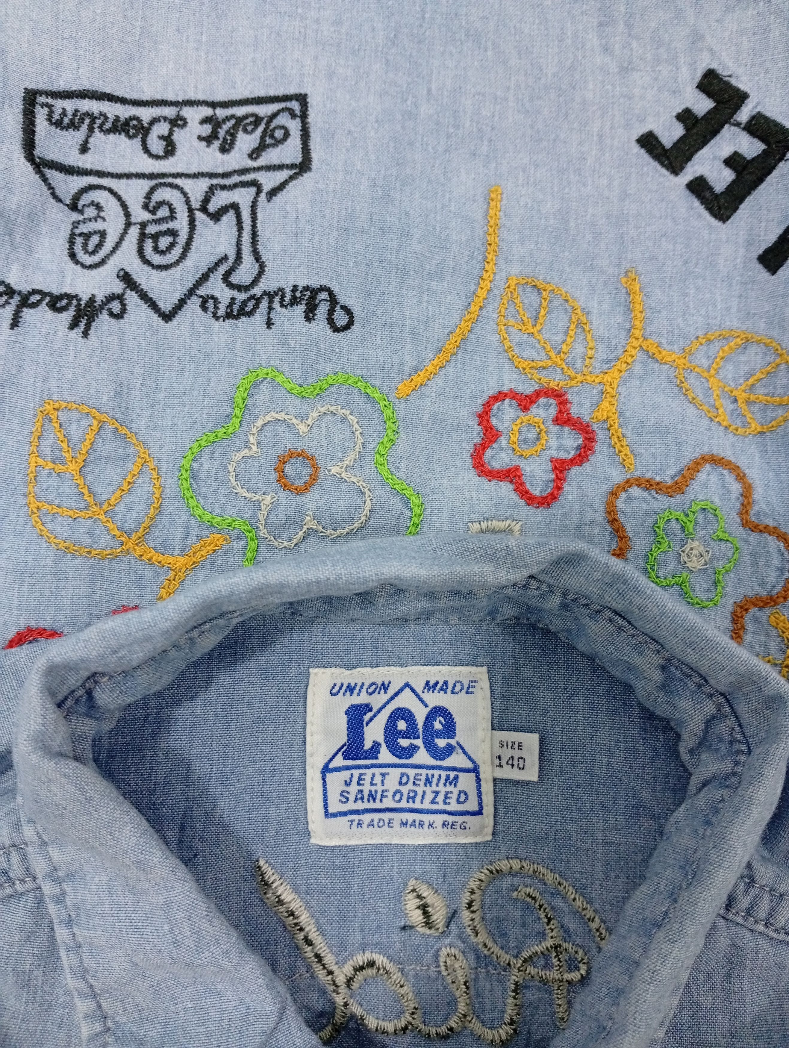 Lee × Vintage 🔥🔥Lee Riders Kids Boys Embroidery Denim Shirt Size US XXS / EU 40 - 23 Thumbnail