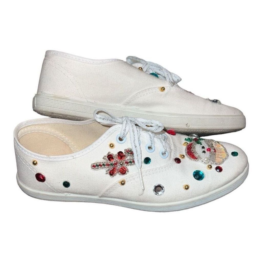 Other 1980s Bedazzled Xmas Shoes, Sz 7.5 Size US 7.5 / IT 37.5 - 5 Thumbnail