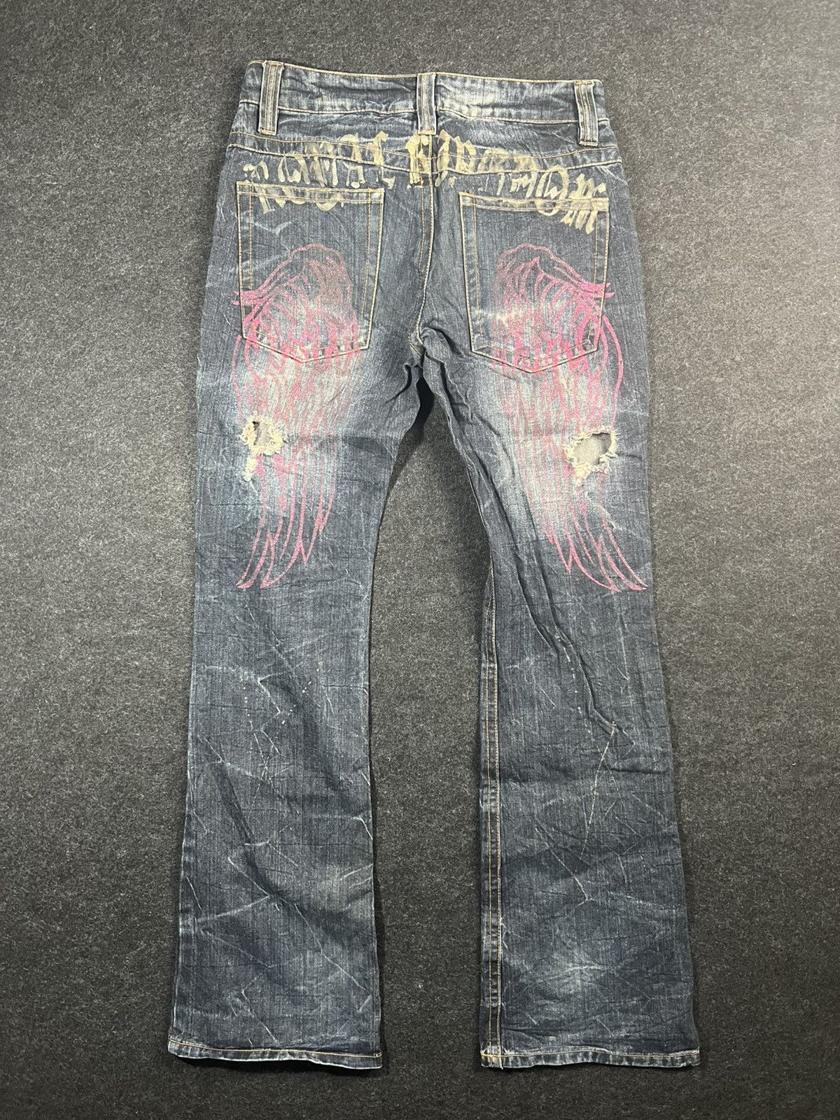 If Six Was Nine Sorridere Lightning Whiskered Distressed Fade Flare Jeans Size US 30 / EU 46 - 2 Thumbnail