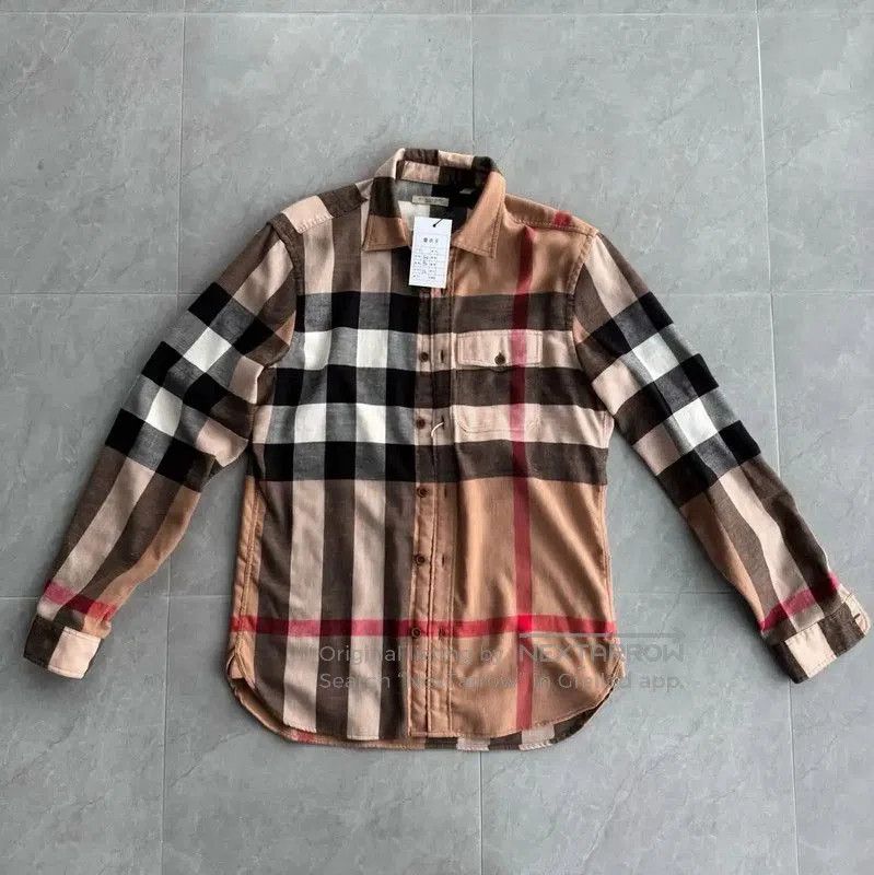 Burberry Women's Khaki Plaid Shirt.
