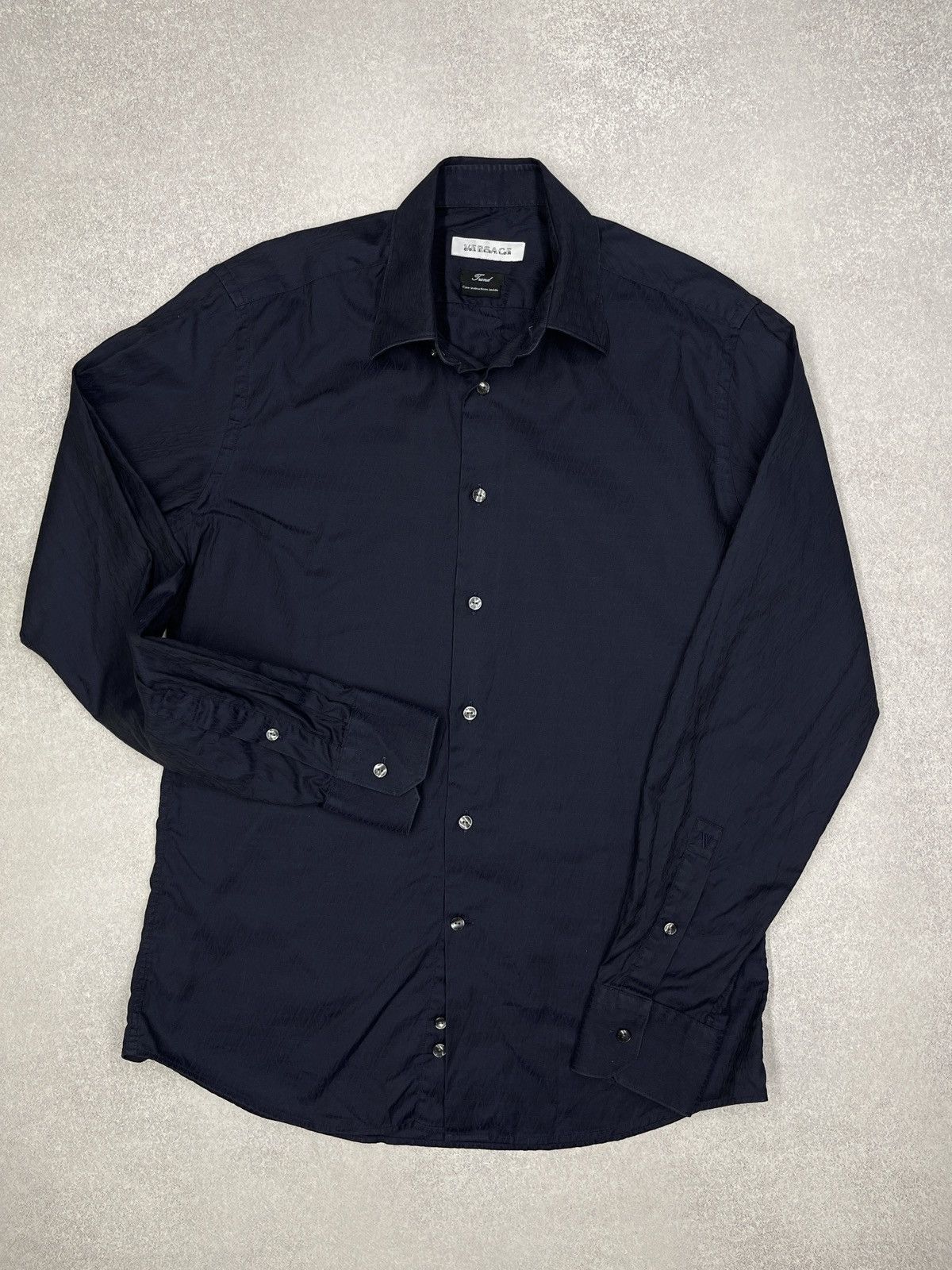 Versace × Versace Jeans Couture × Vintage Mens Versace Collection Navy Shirt Monogram Y2K Luxury Size US M / EU 48-50 / 2 - 2 Thumbnail