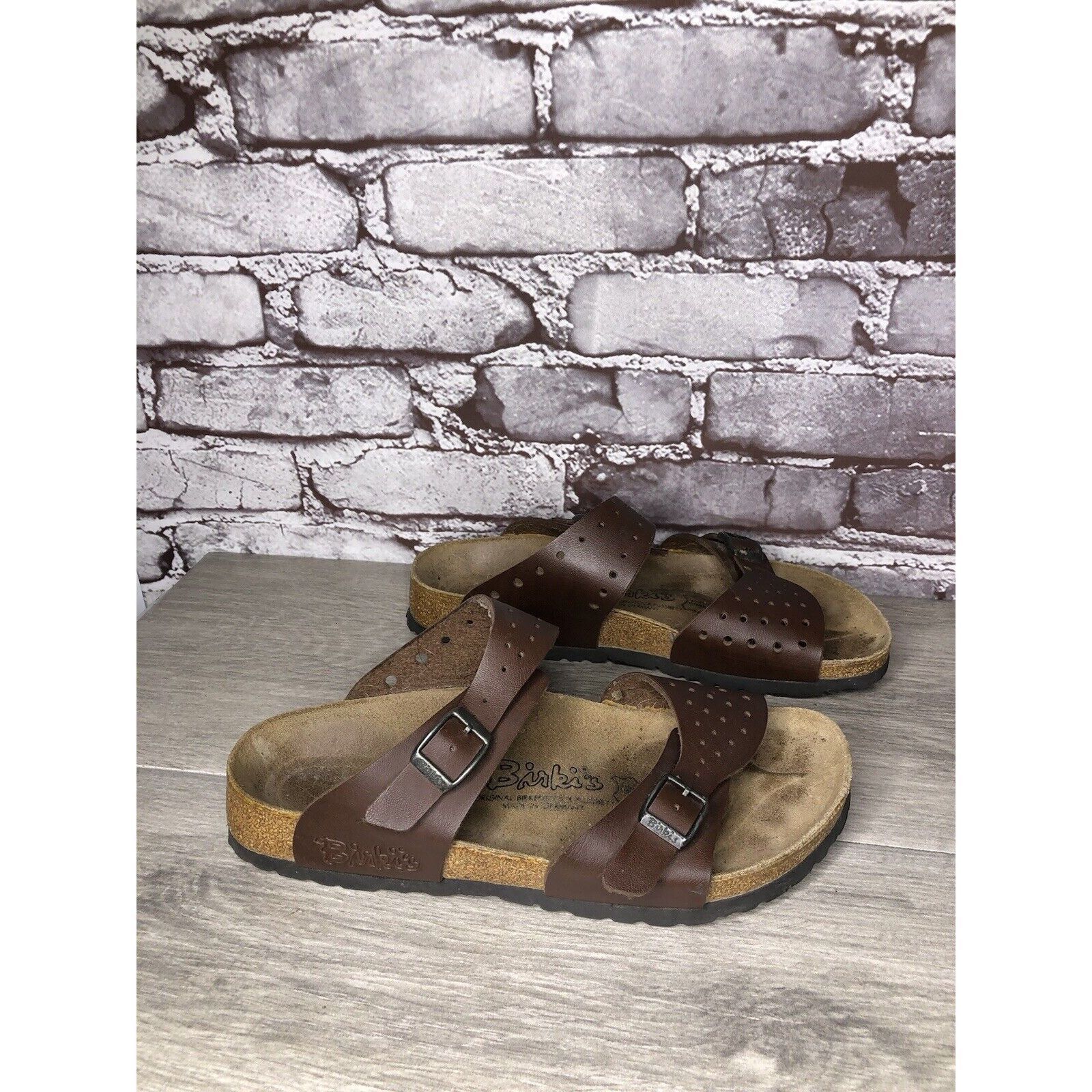 Birkenstock Birkenstock Birki's Freeport Brown Perforated Strap Sandals Size US 7 / IT 37 - 18 Thumbnail