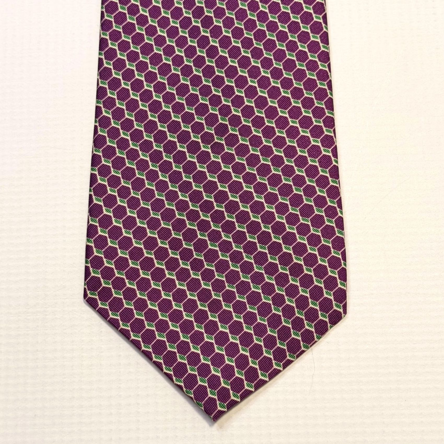 Ralph Lauren VINTAGE? No; (But original not vintage) Lauren Ralph Lauren Silk Necktie Mens One Size Purple Green Geometric USA Made Size ONE SIZE - 2 Thumbnail
