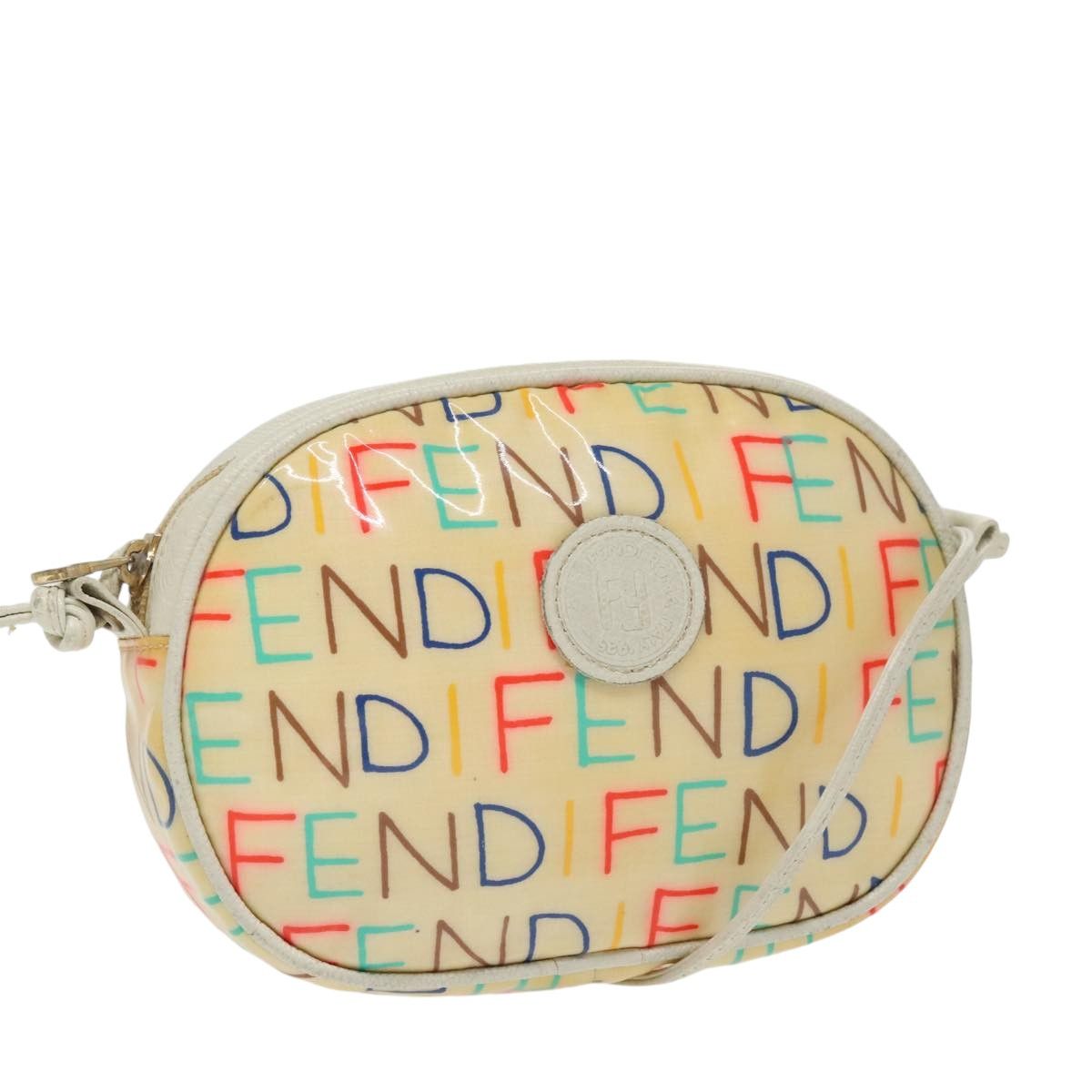 Fendi Shoulder Bag Vinyl Clear Auth Ti2279 in White, Women's