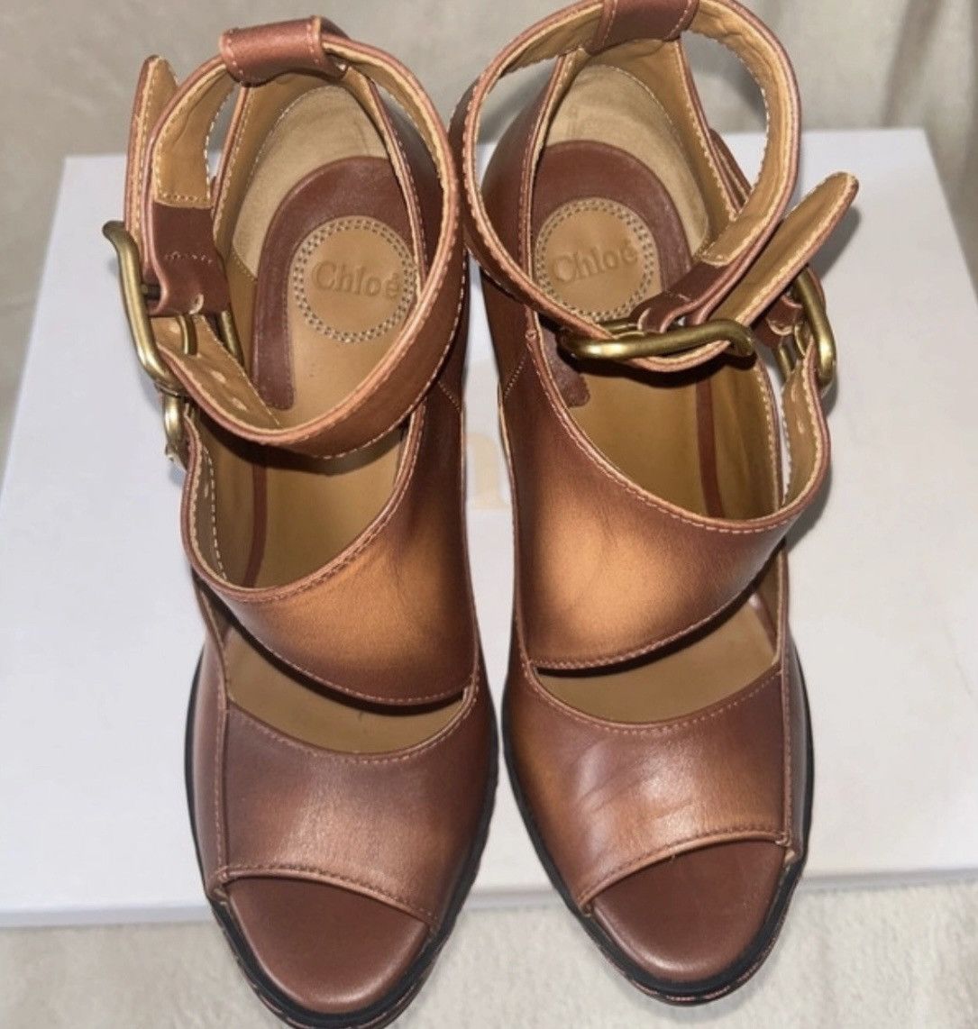 Chloe Chloé Leather “Western Daisy” sandals - Canyon Brown Size US 6 / IT 36 - 2 Thumbnail