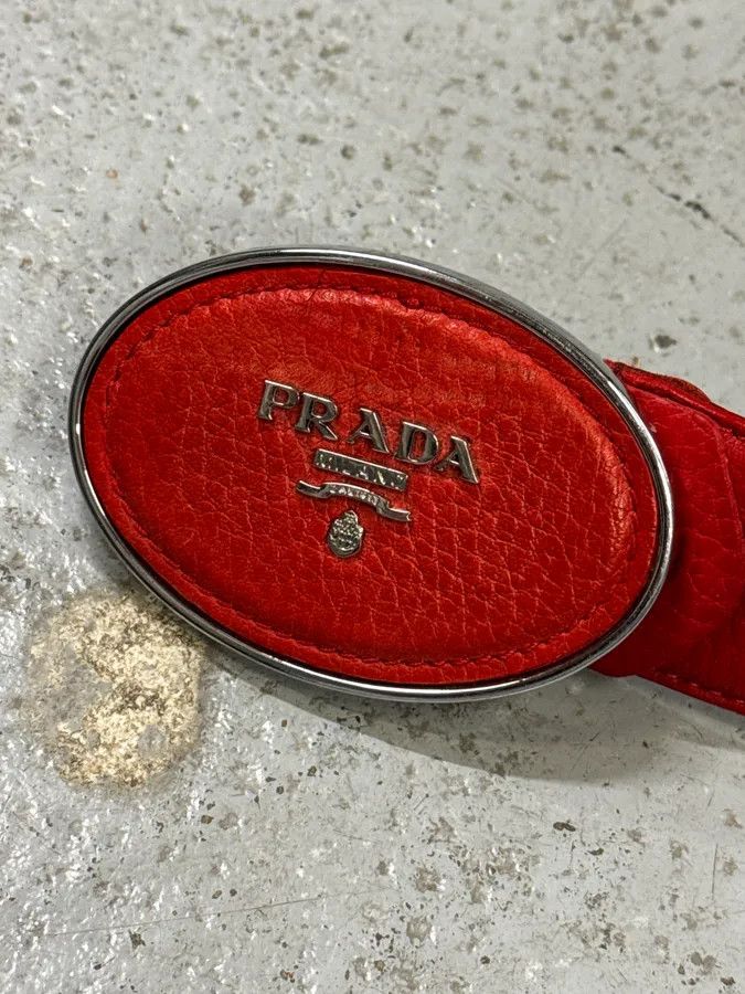 Prada Prada Red Logo Buckle Leather Belt Size ONE SIZE - 5 Thumbnail