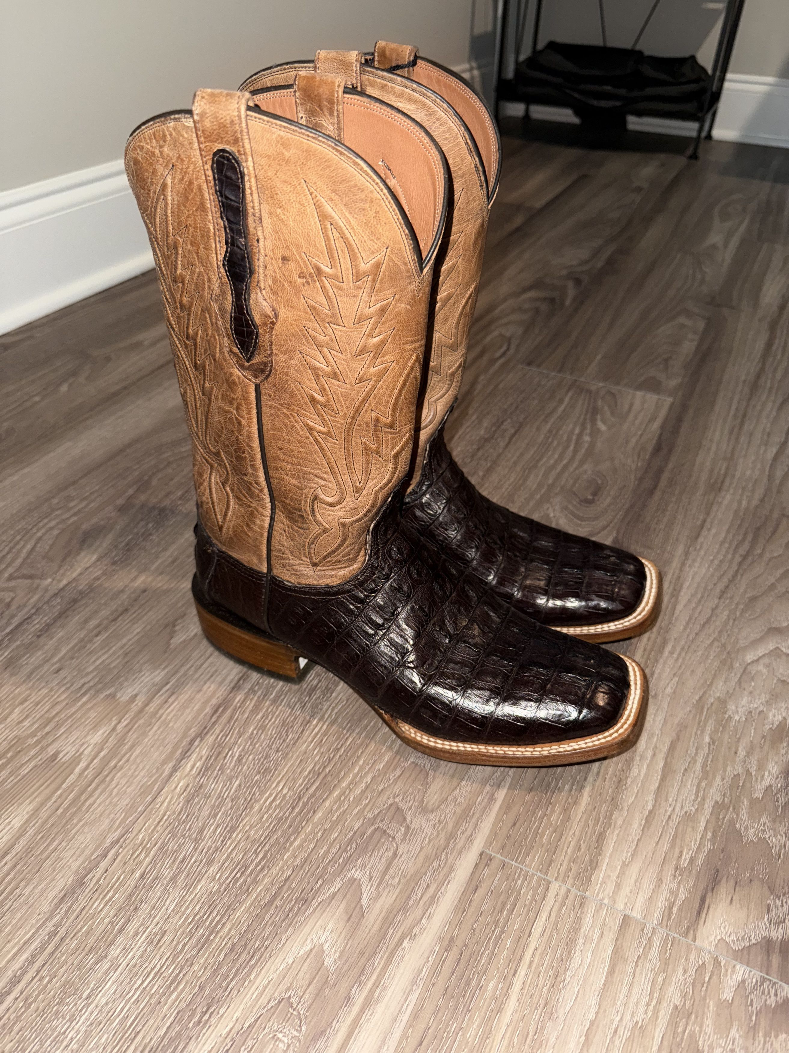 Blackjack Black Jack Chocolate Gator and Tan Goat Maddog Square Exotic Size US 9.5 / EU 42-43 - 2 Thumbnail
