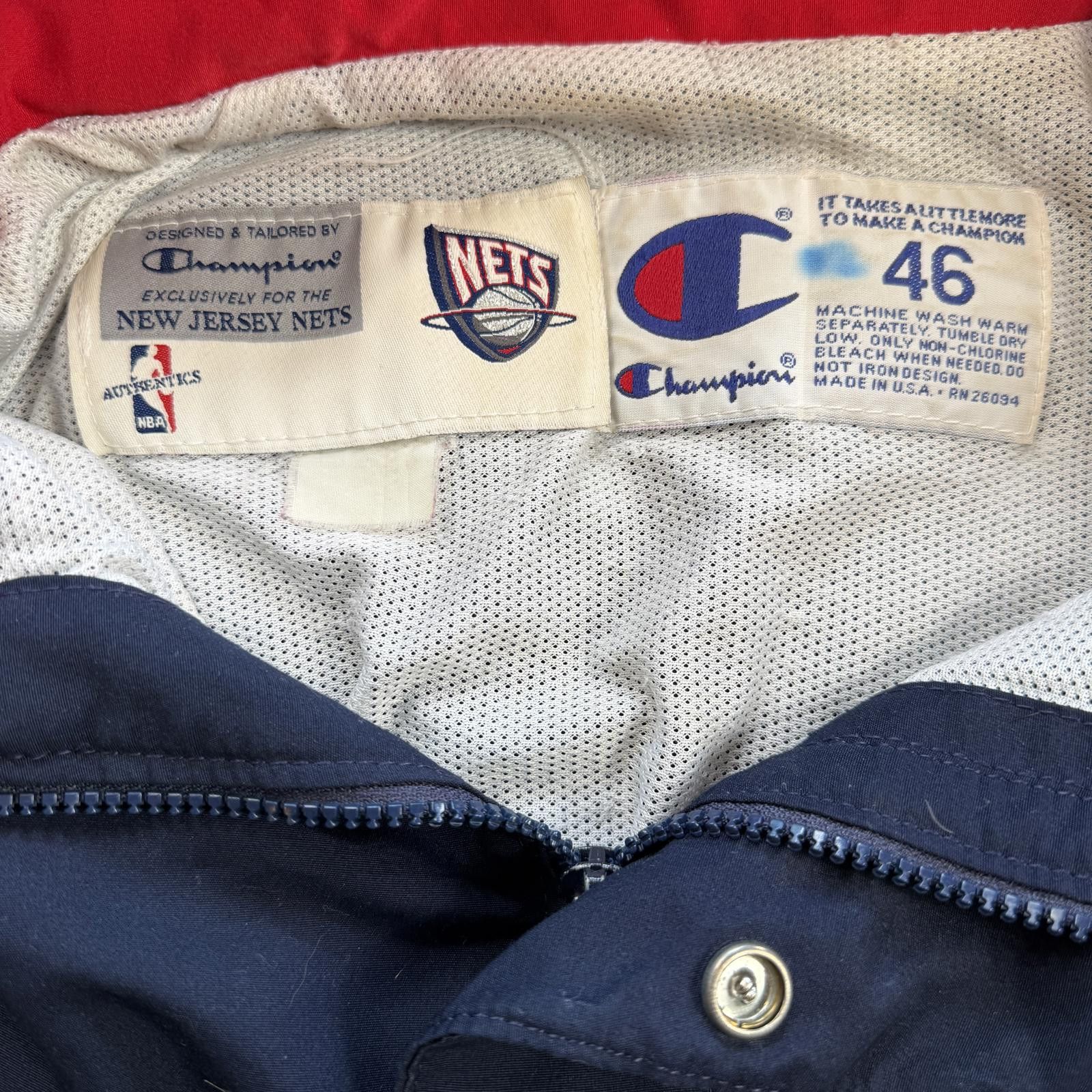Champion Vintage 90s Champion New Jersey Nets NBA Warm Up Jacket USA Size US XL / EU 56 / 4 - 4 Thumbnail
