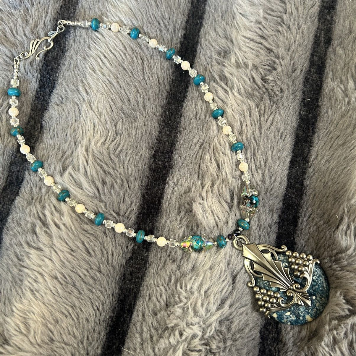 Handmade Handcrafted art glass bead crystal art deco orgone necklace Size ONE SIZE - 9 Thumbnail