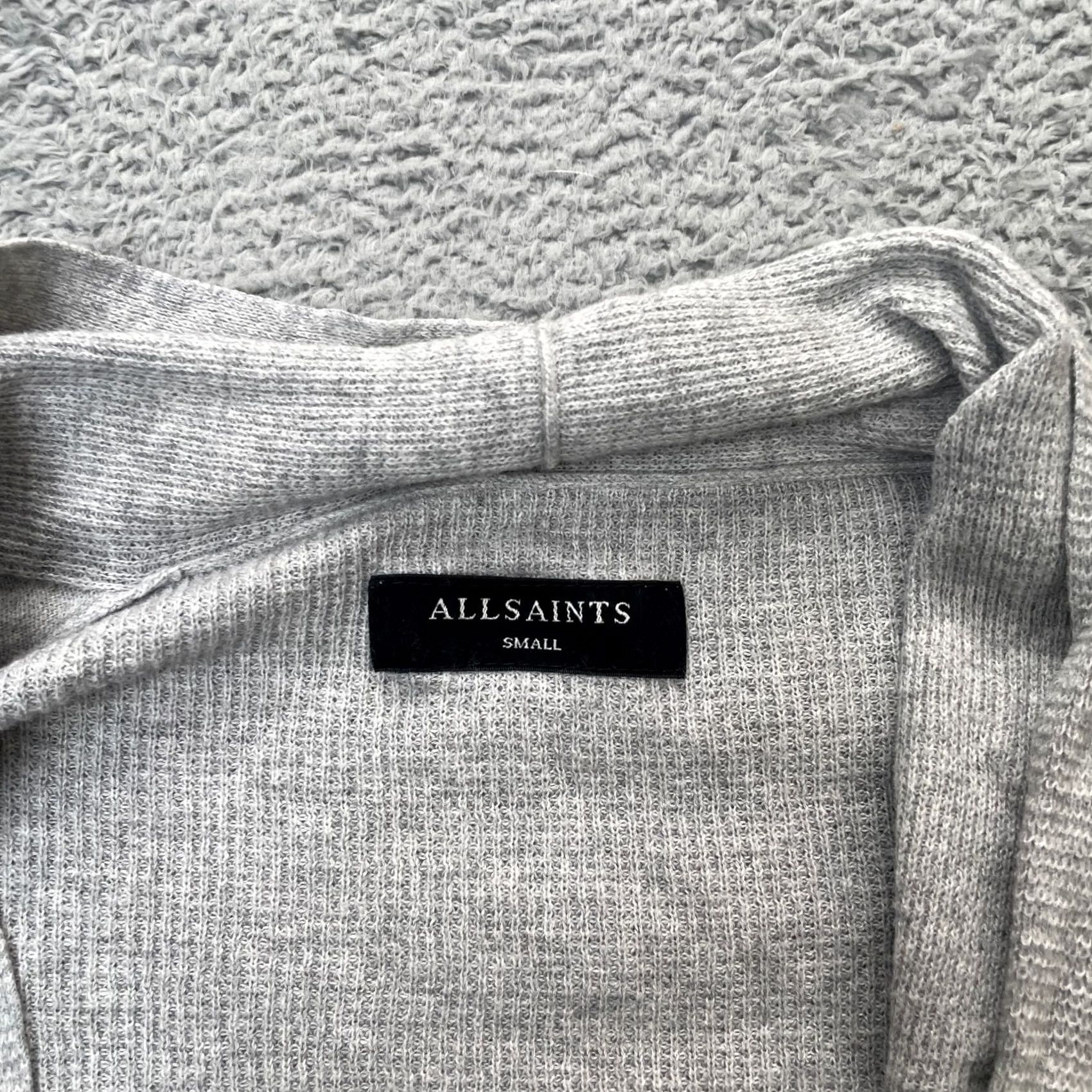 Allsaints AllSaints Cardigan Womens Small Gray Open Front Knit Long Sleeve Cotton Cashmere Size S / US 4 / IT 40 - 3 Thumbnail