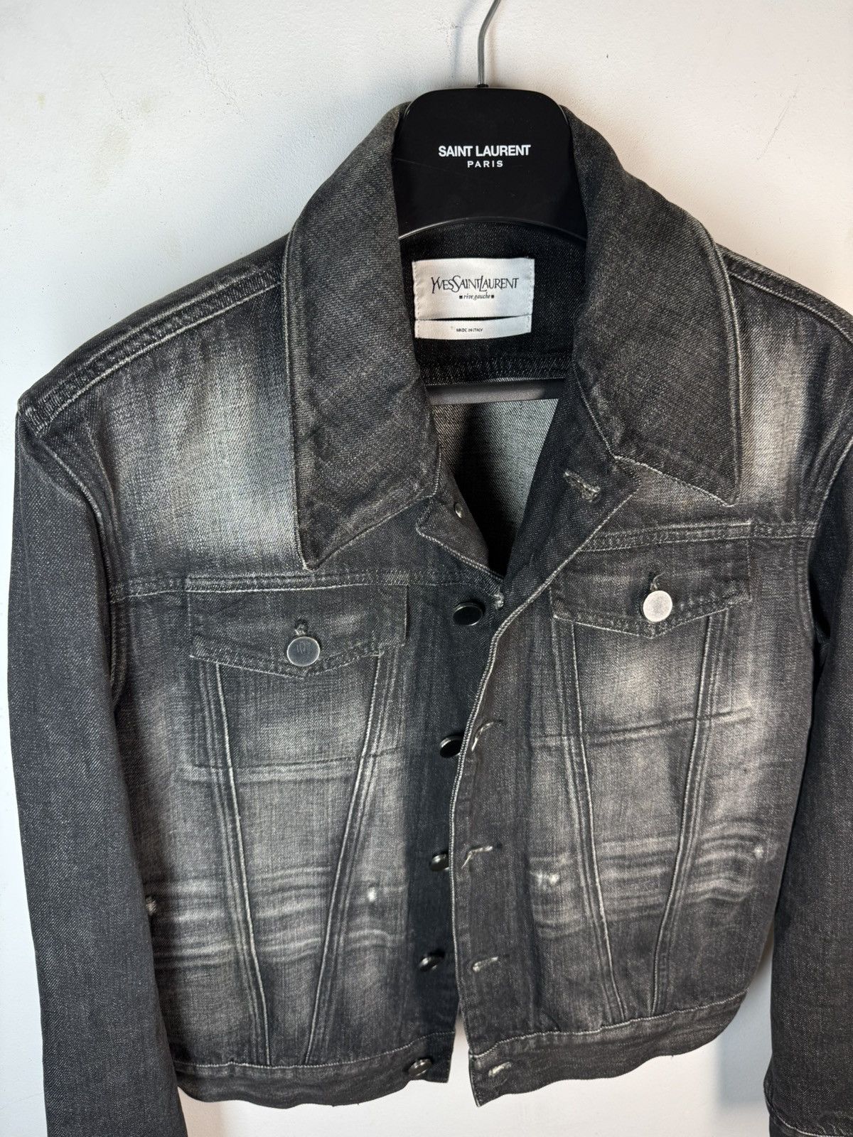 Yves Saint Laurent Tom Ford YSL Denim Jacket Black Italy Size US M / EU 48-50 / 2 - 16 Thumbnail