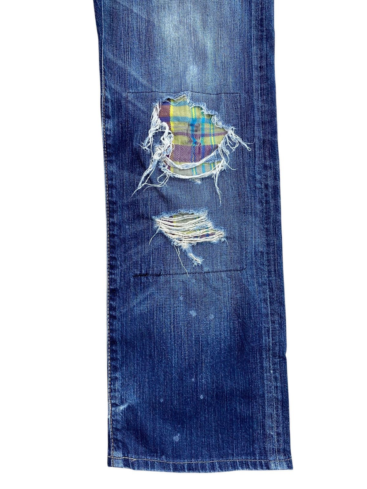 Edwin Vintage Edwin 503 Blue Wash Distress Patch Style Loose Jeans Size US 31 - 6 Thumbnail
