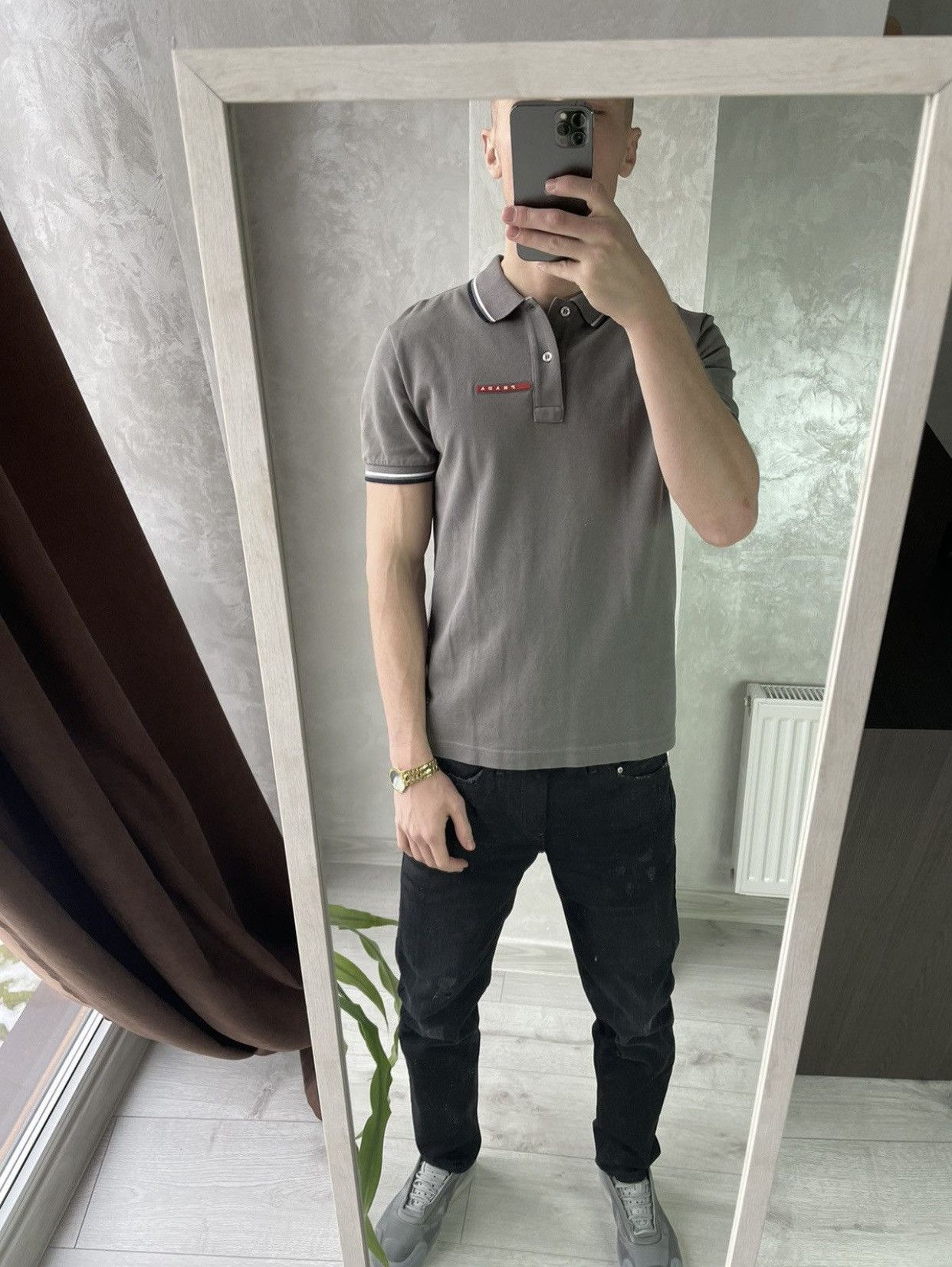 Prada Prada Red Tab Grey Polo Shirt Size US S / EU 44-46 / 1 - 2 Thumbnail