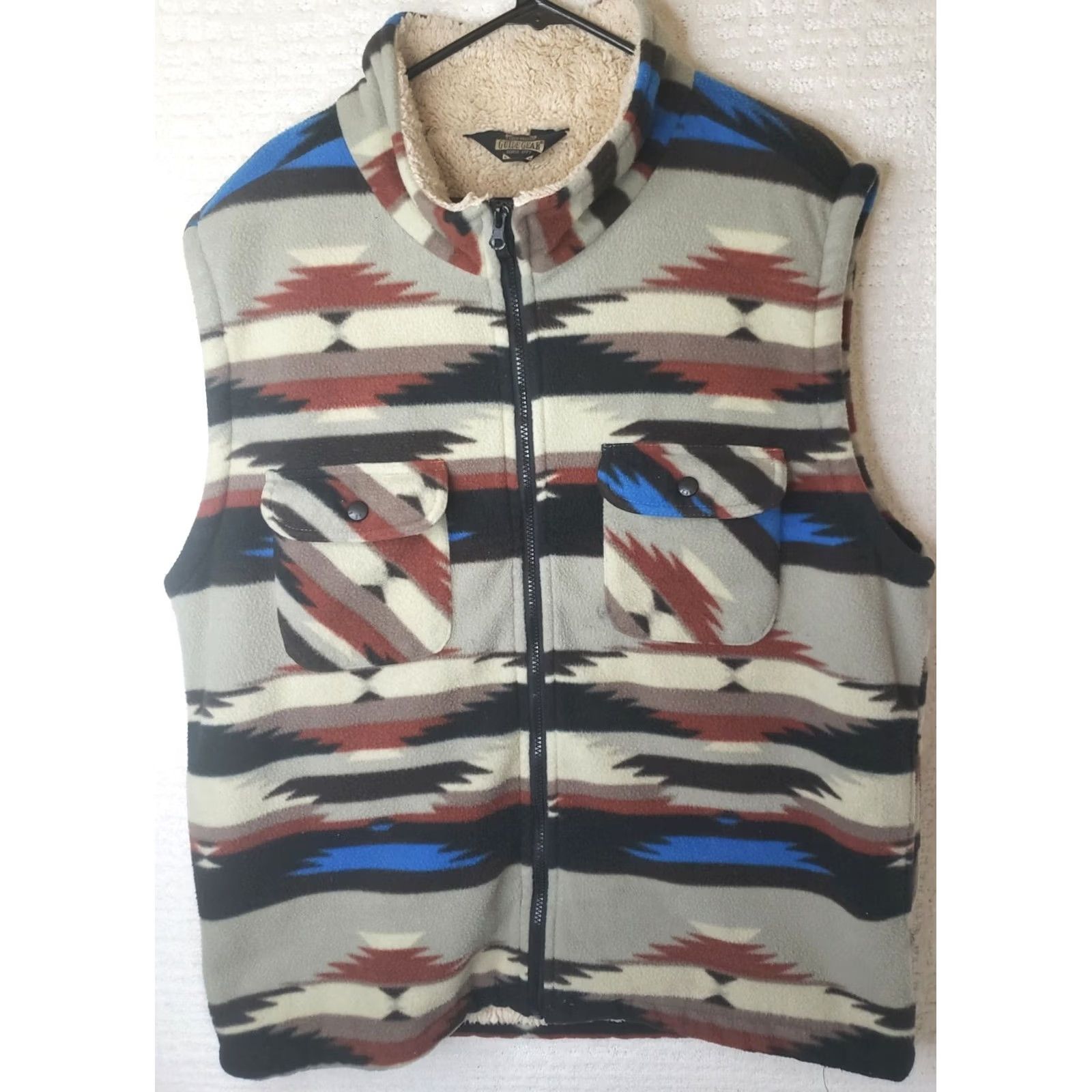 Vintage Guide Gear Navajo Aztec Western Vest Sherpa Lined Zip Men's XL USA Size US XL / EU 56 / 4 - 2 Thumbnail