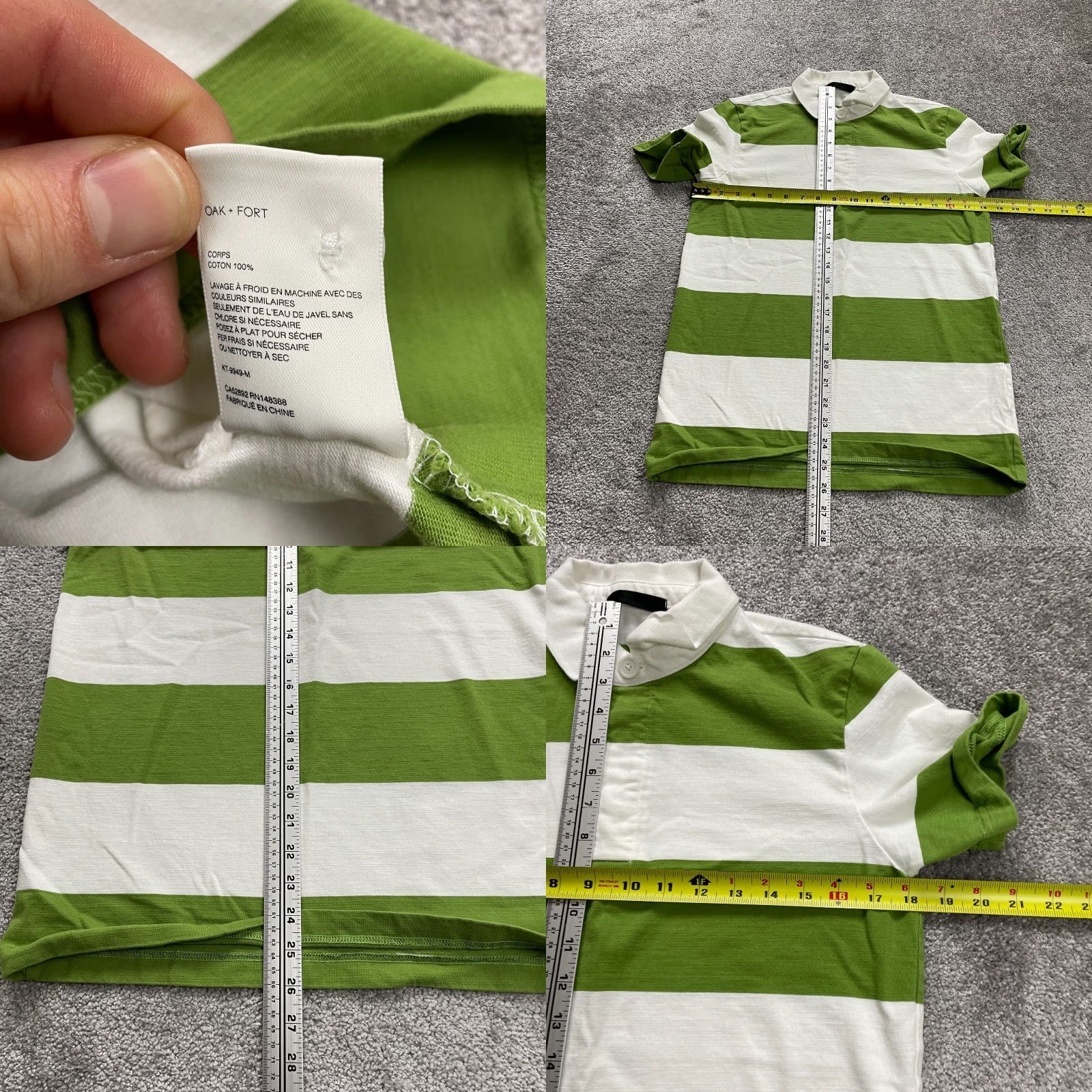 Oak + Fort Oak + Fort Polo Shirt Mens Small Green Striped Short Sleeve Cotton Casual Polo Shirt S Green Striped Classic Golf Mens Size US S / EU 44-46 / 1 - 8 Thumbnail