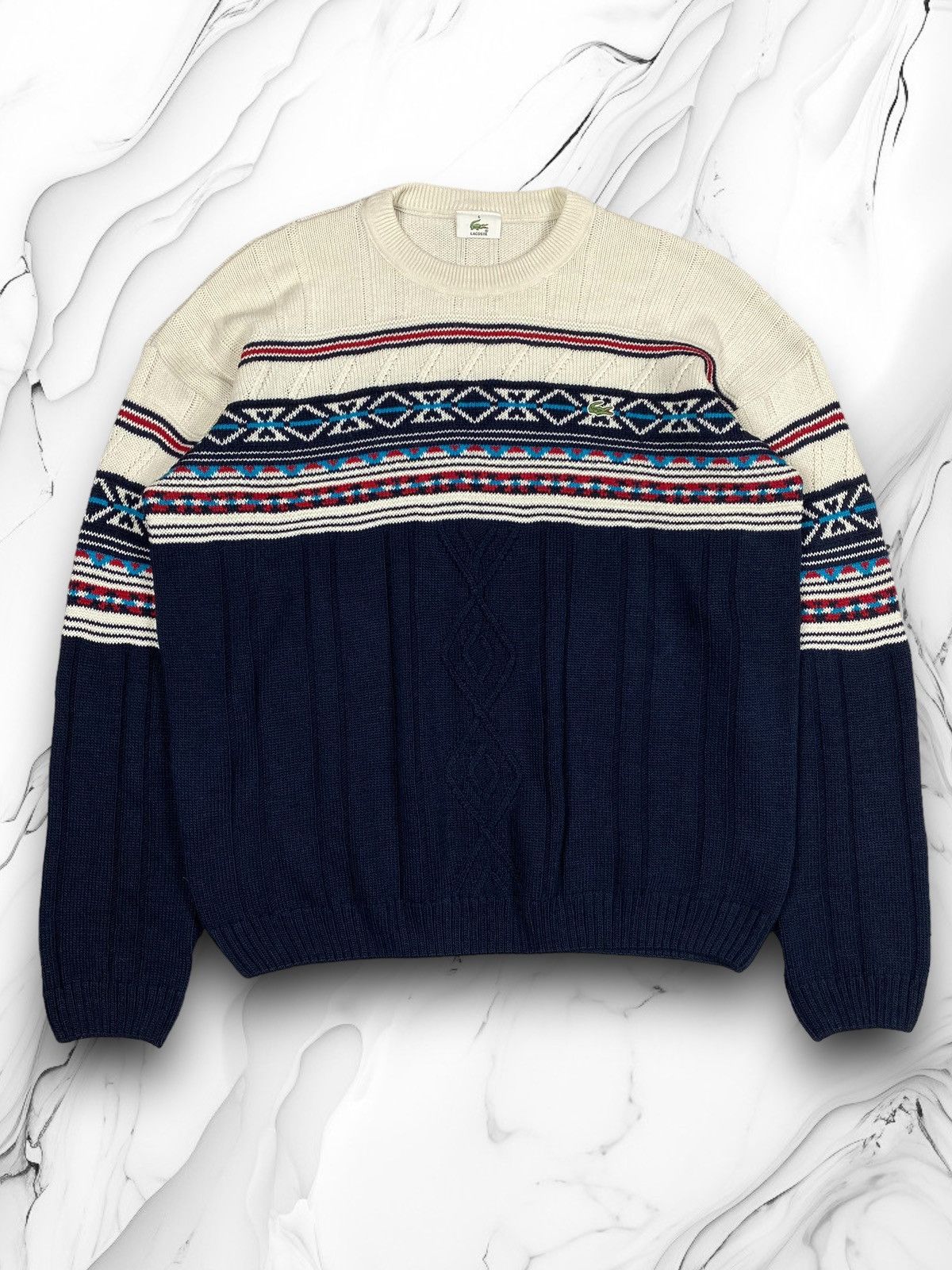 Designer × Lacoste × Vintage Vintage 90s Lacoste Designer Knitted Sweater Size US L / EU 52-54 / 3 - 1 Thumbnail
