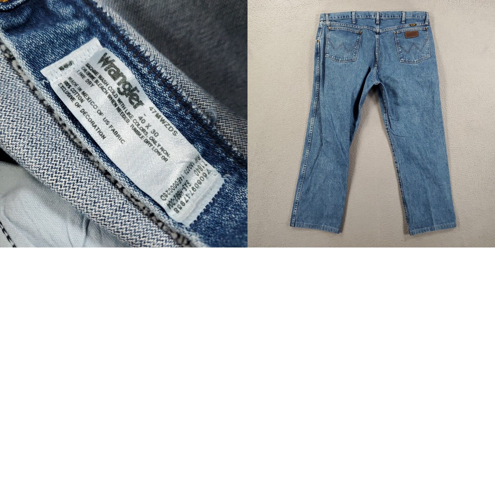 Wrangler Wrangler Jeans 47MWZ Mens 40 X 30 Regular Fit Straight Leg Worn Distressed 40x30 Size US 40 / EU 56 - 8 Thumbnail