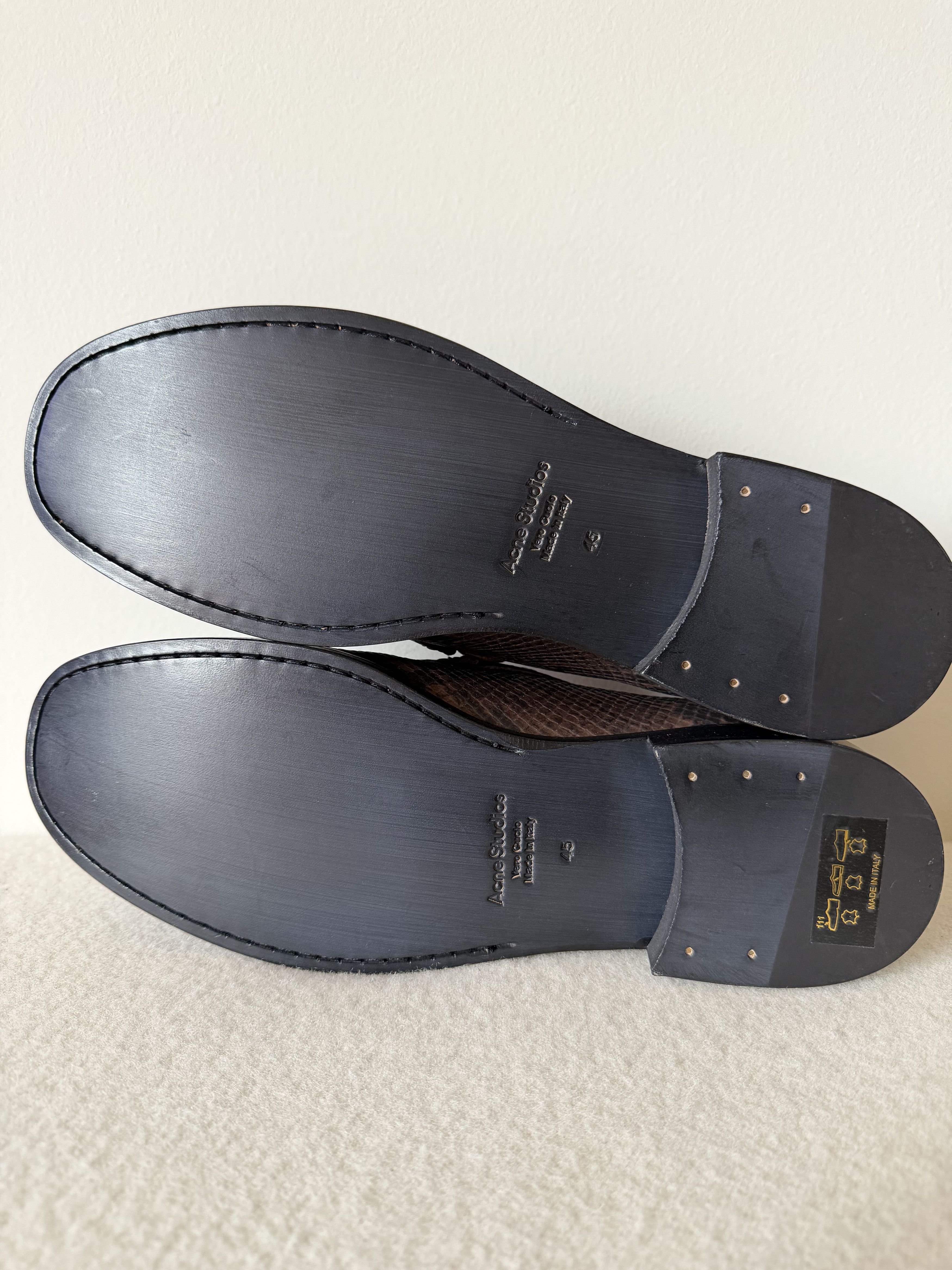 Acne Studios Acne Studios Light Hiss Embossed Snakeskin Loafers Size US 12 / EU 45 - 6 Thumbnail
