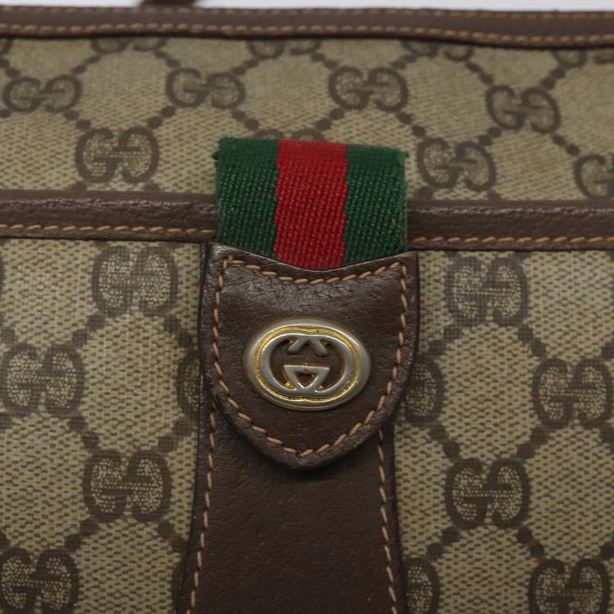 Gucci GUCCI GG Supreme Web Sherry Line Bag Pvc Beige Gold 89 02 Size ONE SIZE - 16 Thumbnail