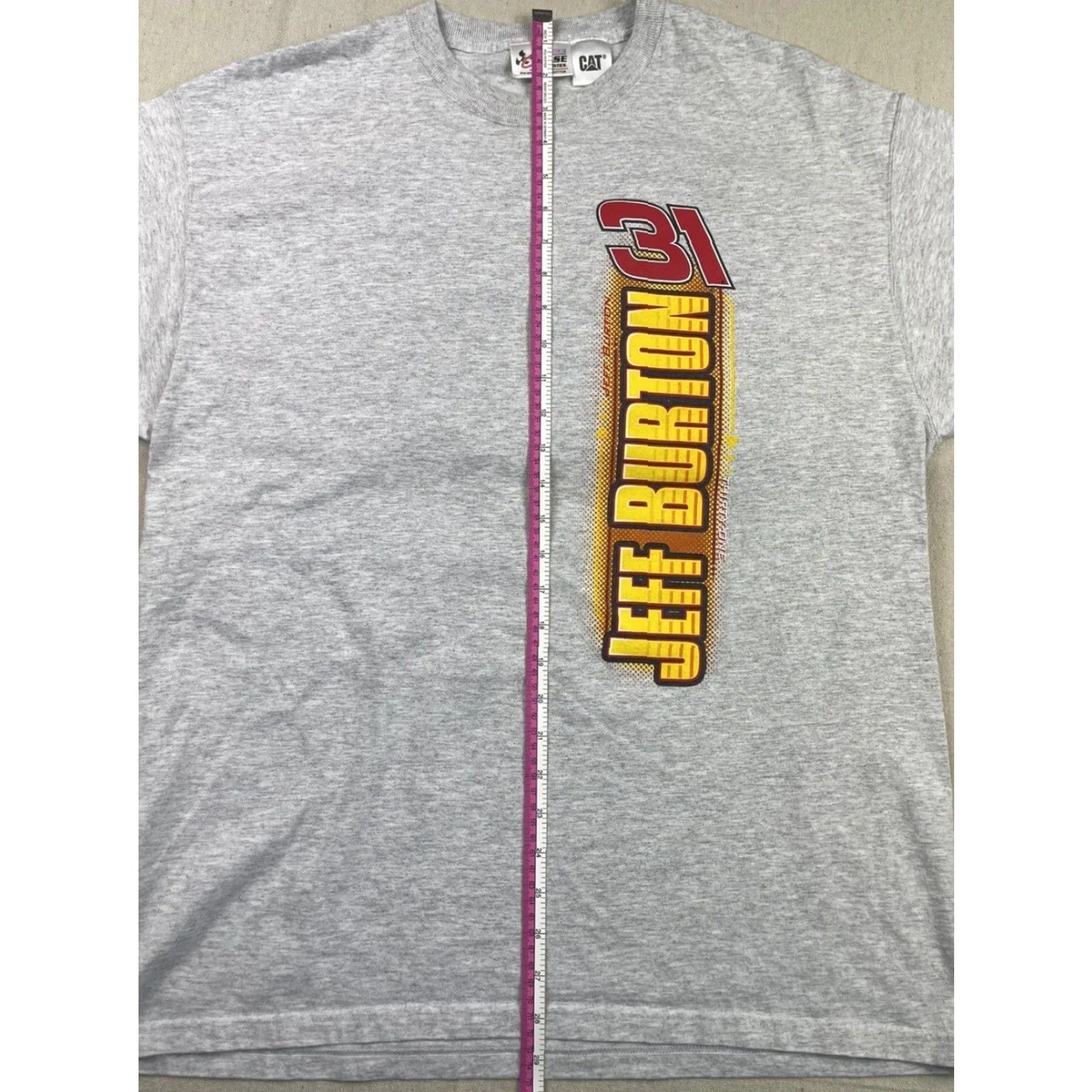 Vintage VINTAGE CAT NASCAR T-Shirt Gray Crew Neck Short Sleeve 90s Jeff Burton Racing Sz L Men Shirt/Cotton Logo Double-Sided Size US L / EU 52-54 / 3 - 6 Thumbnail
