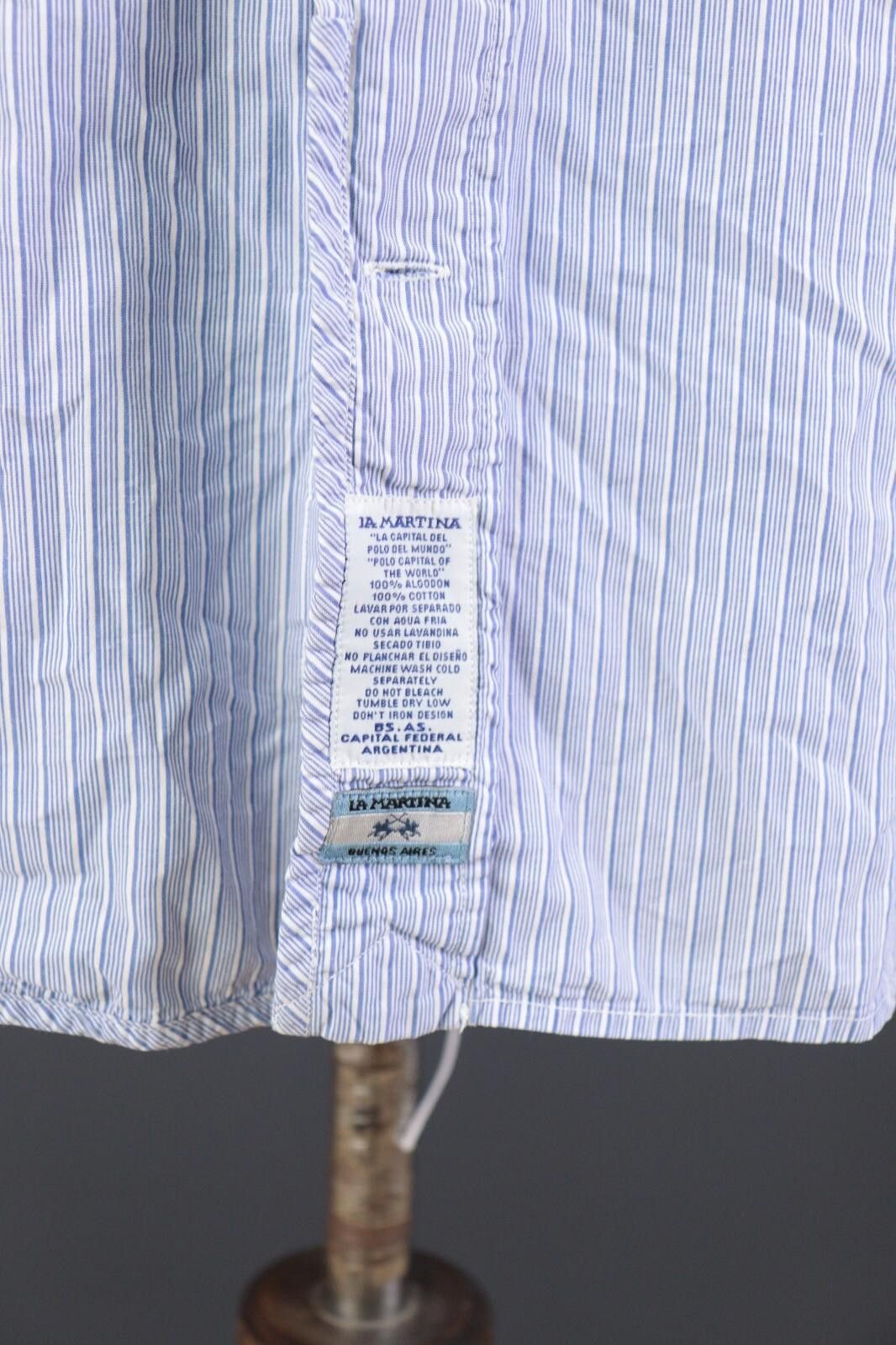 La Martina La Martina Argentina Blue Stripe Dress Shirt Size L Size US L / EU 52-54 / 3 - 4 Thumbnail