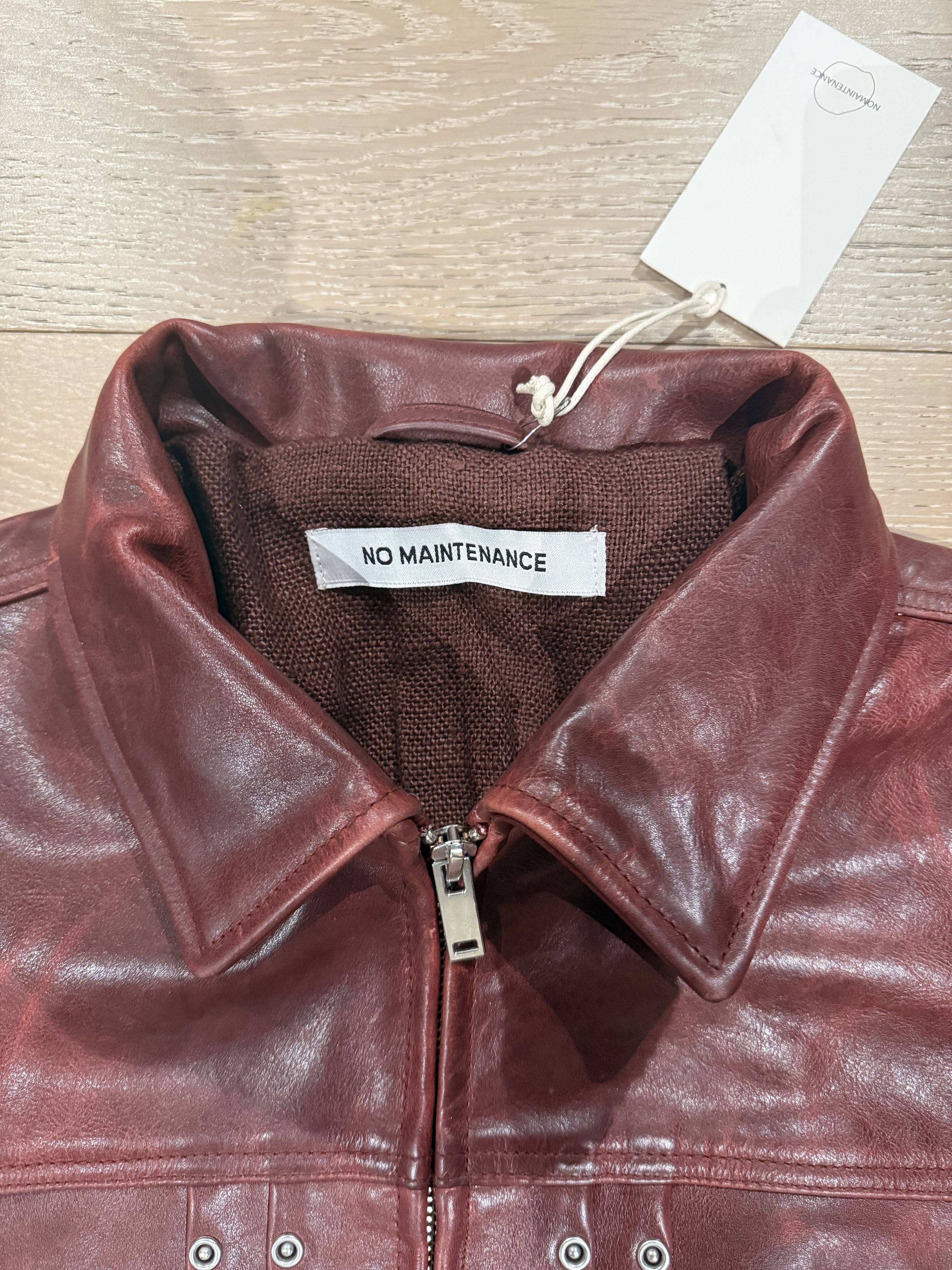 No Maintenance 💚 No Maintenance Double Rivet Leather Jacket Oxblood NEW Size US M / EU 48-50 / 2 - 11 Thumbnail