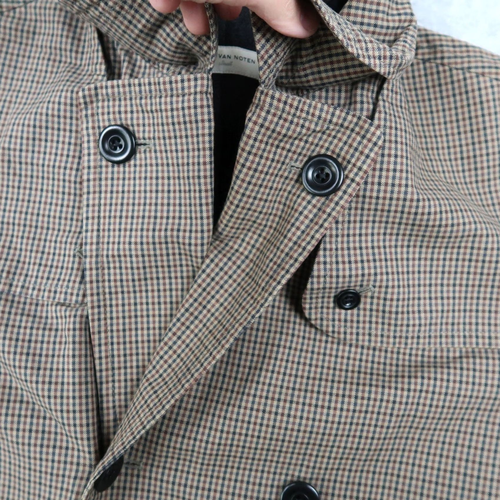 Dries Van Noten VINTAGE Dries Van Noten Brown Plaid Trench Coat Mens S Long Cotton Coat Grunge Style Size US S / EU 44-46 / 1 - 4 Thumbnail
