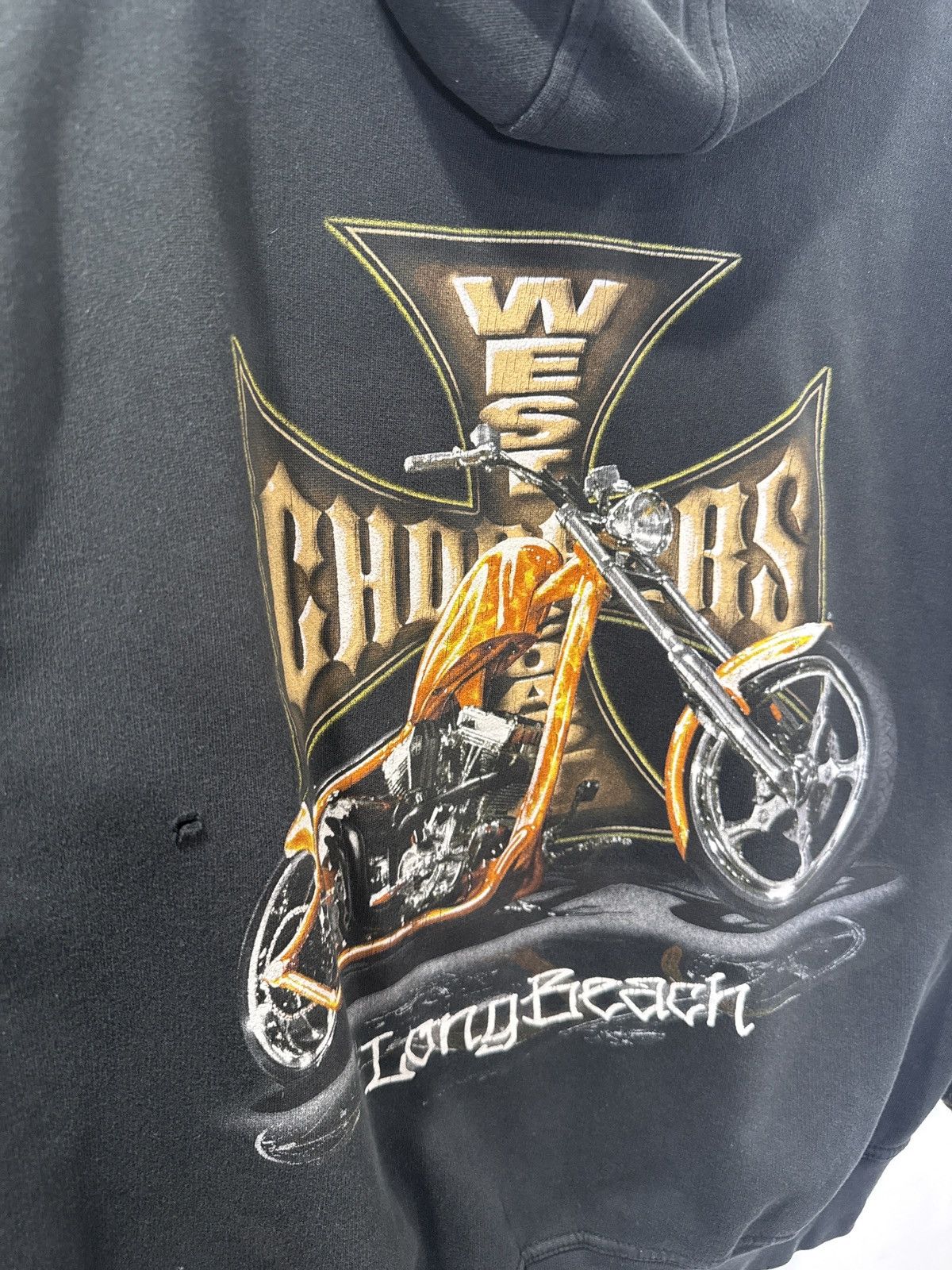 West Coast Choppers Vintage West Coast Choppers Long Beach Hoodie – Faded Black Size US M / EU 48-50 / 2 - 4 Thumbnail