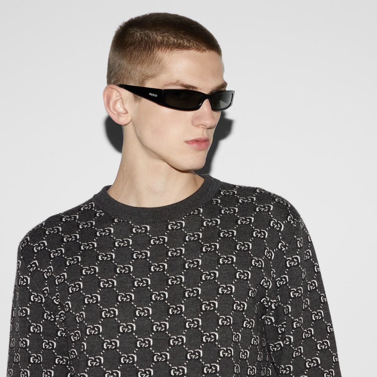 Gucci o1s1wg110925 Wool Jacquard Sweater With GG Shadow Size US XXL / EU 58 / 5 - 5 Thumbnail