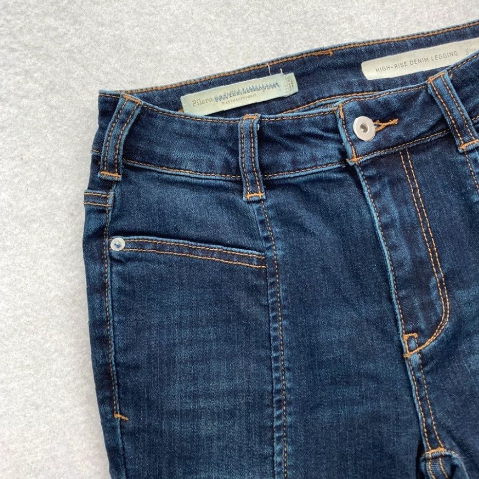 Vintage Pilcro and the Letterpress Jeans Women 26 High Rise Denim Legging Mid Rise Stretch Slim Pockets Blue 26 Inseam 26 Vintage No Rise Mid Size 42" / US 20 - 3 Thumbnail